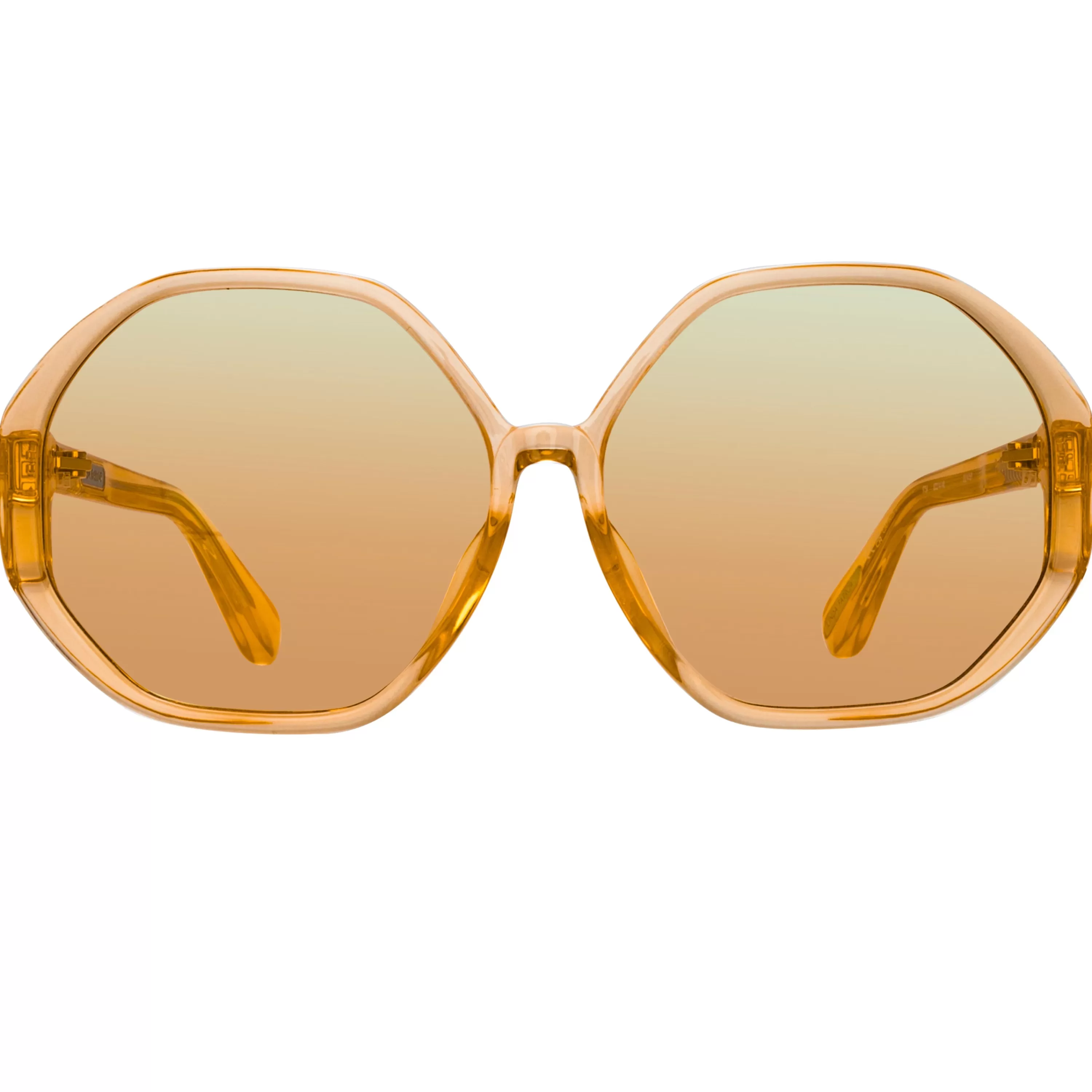 Women LINDA FARROW (U.K.) Paloma Hexagon Sunglasses in Orange