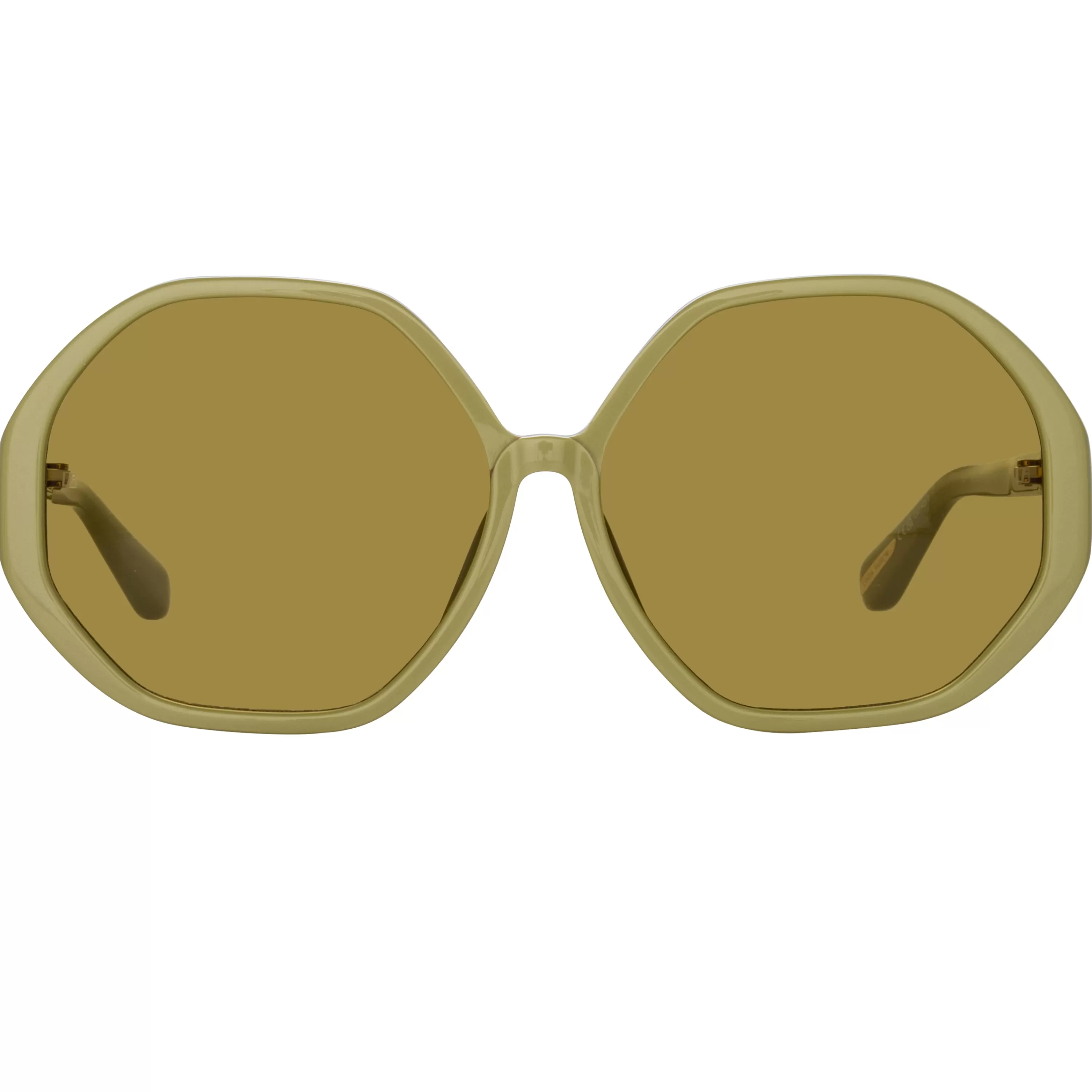 Women LINDA FARROW (U.K.) Paloma Hexagon Sunglasses in Sage