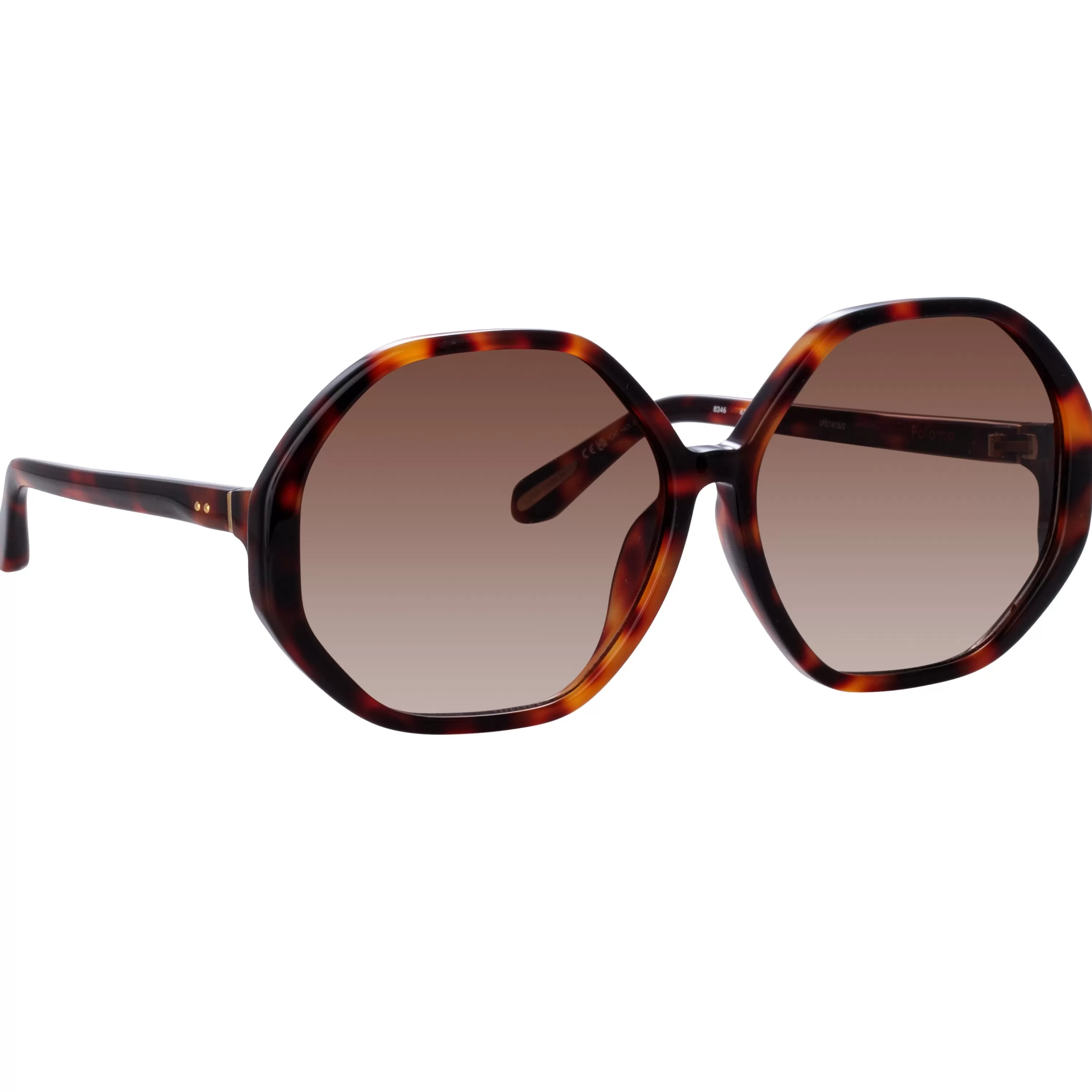 Women LINDA FARROW (U.K.) Paloma Hexagon Sunglasses in Tortoiseshell