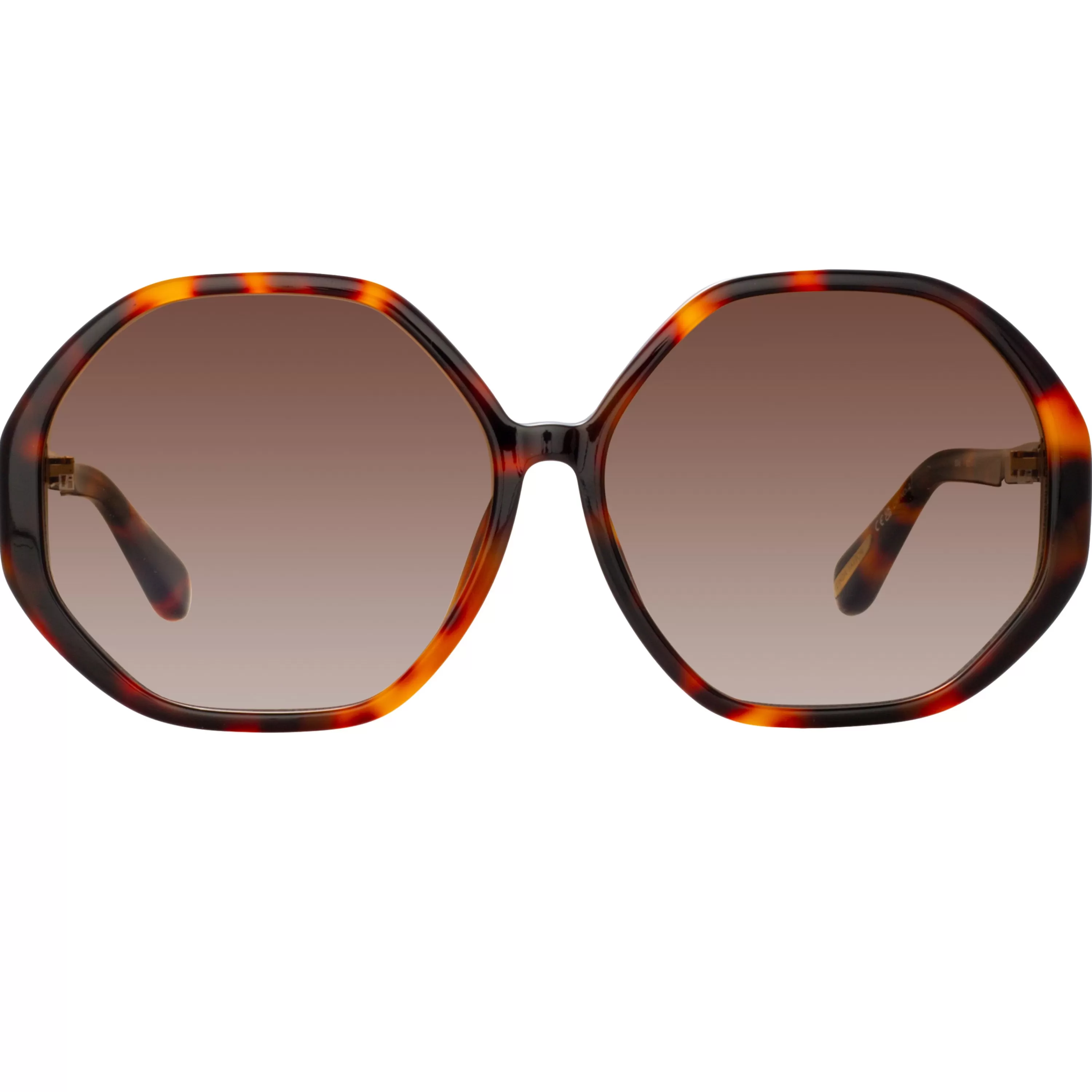 Women LINDA FARROW (U.K.) Paloma Hexagon Sunglasses in Tortoiseshell