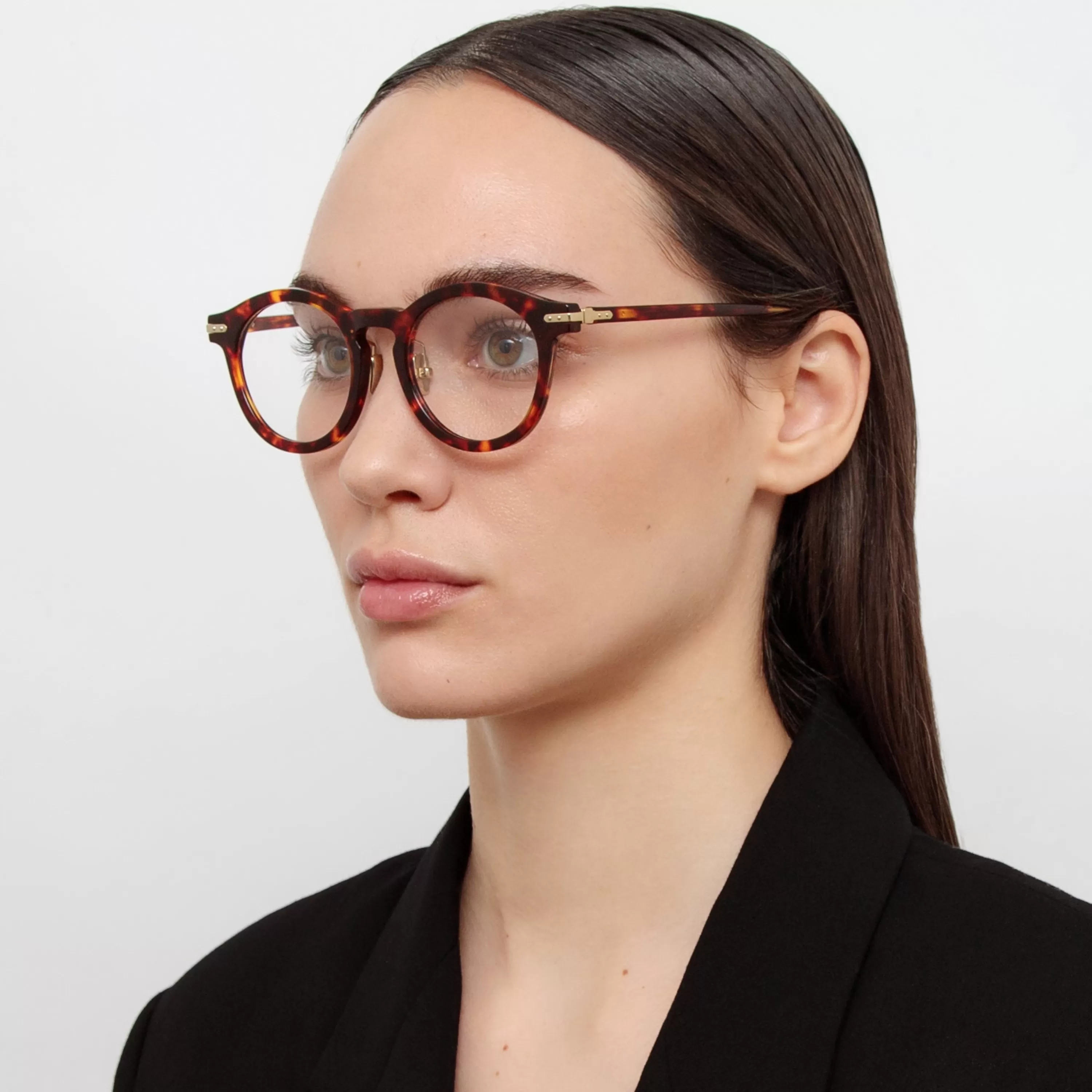 LINDA FARROW (U.K.) Parler Oval Optical Frame in Tortoiseshell (Asian Fit)