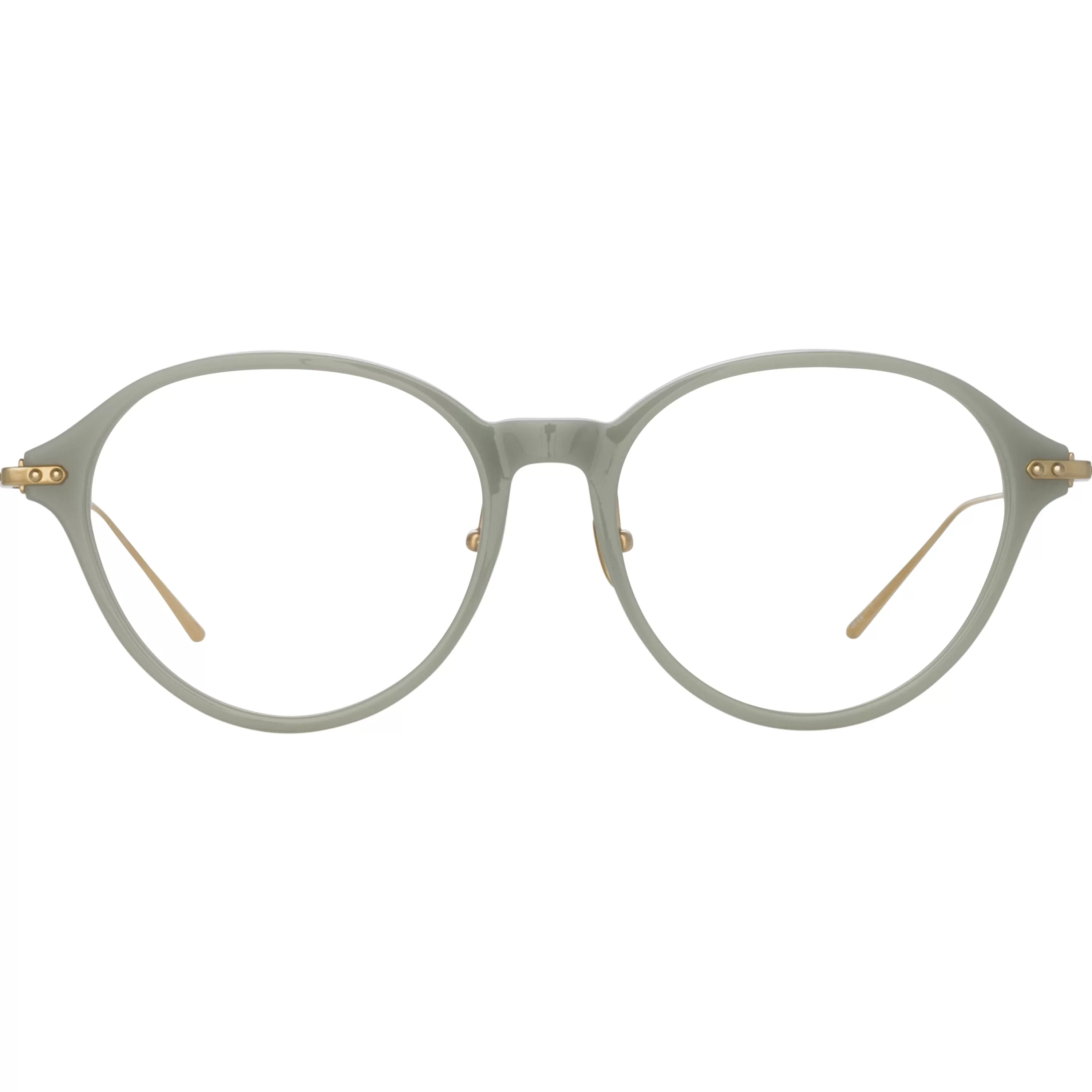 LINDA FARROW (U.K.) Pearce Oval Optical Frame in Steel(Asian Fit)