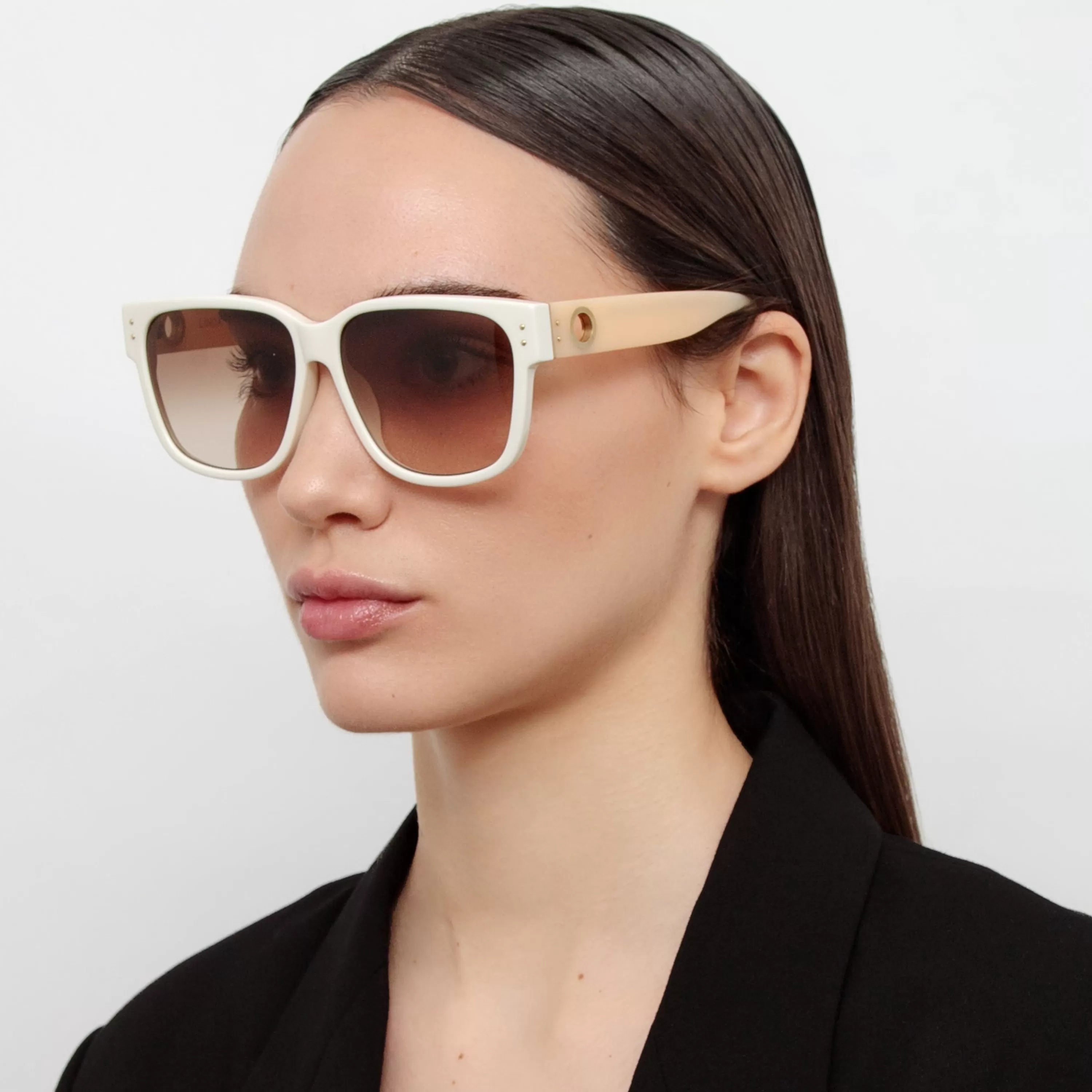 Women Linda Farrow Perry D-Frame Sunglasses in White