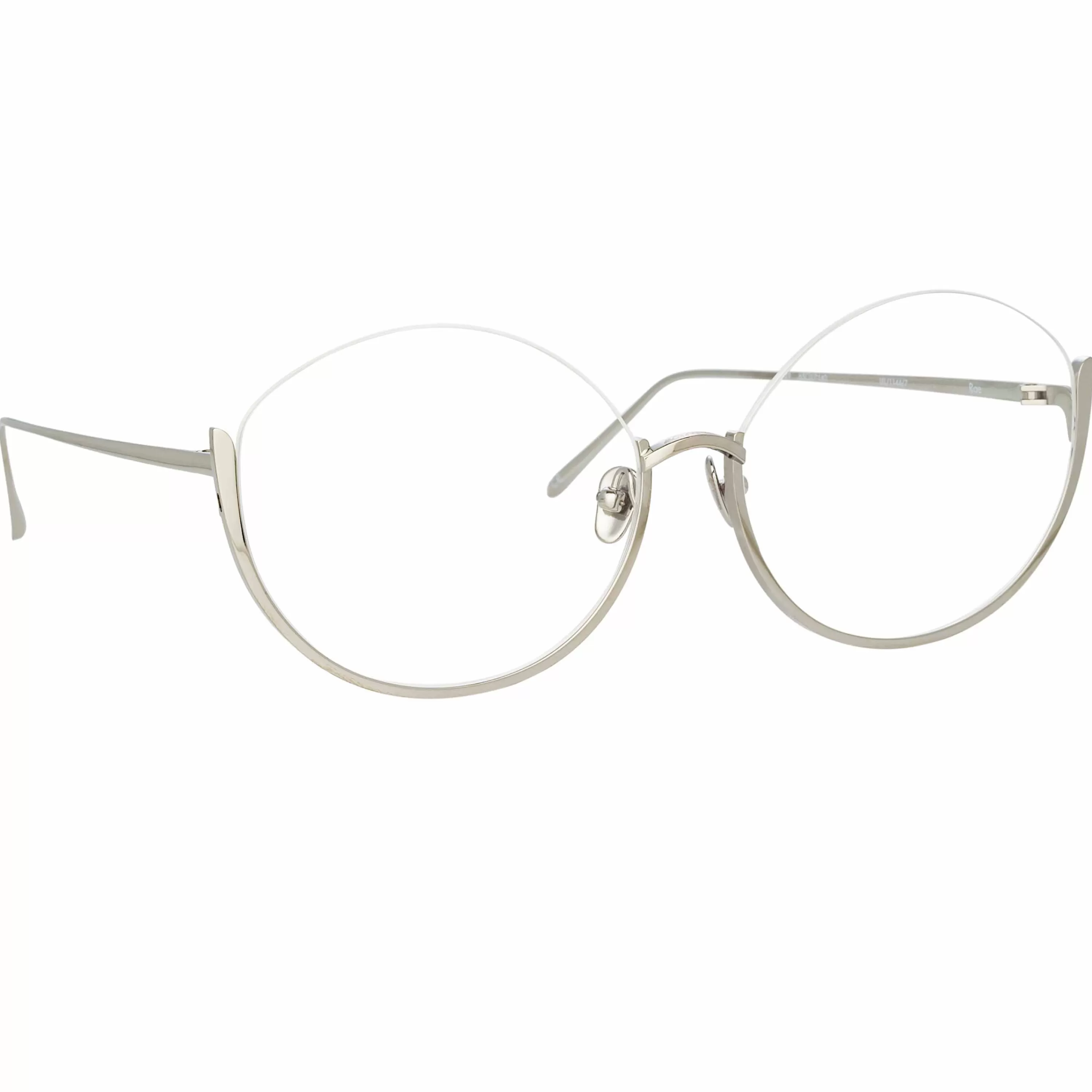 LINDA FARROW (U.K.) Rae Cat Eye Optical Frame in White Gold