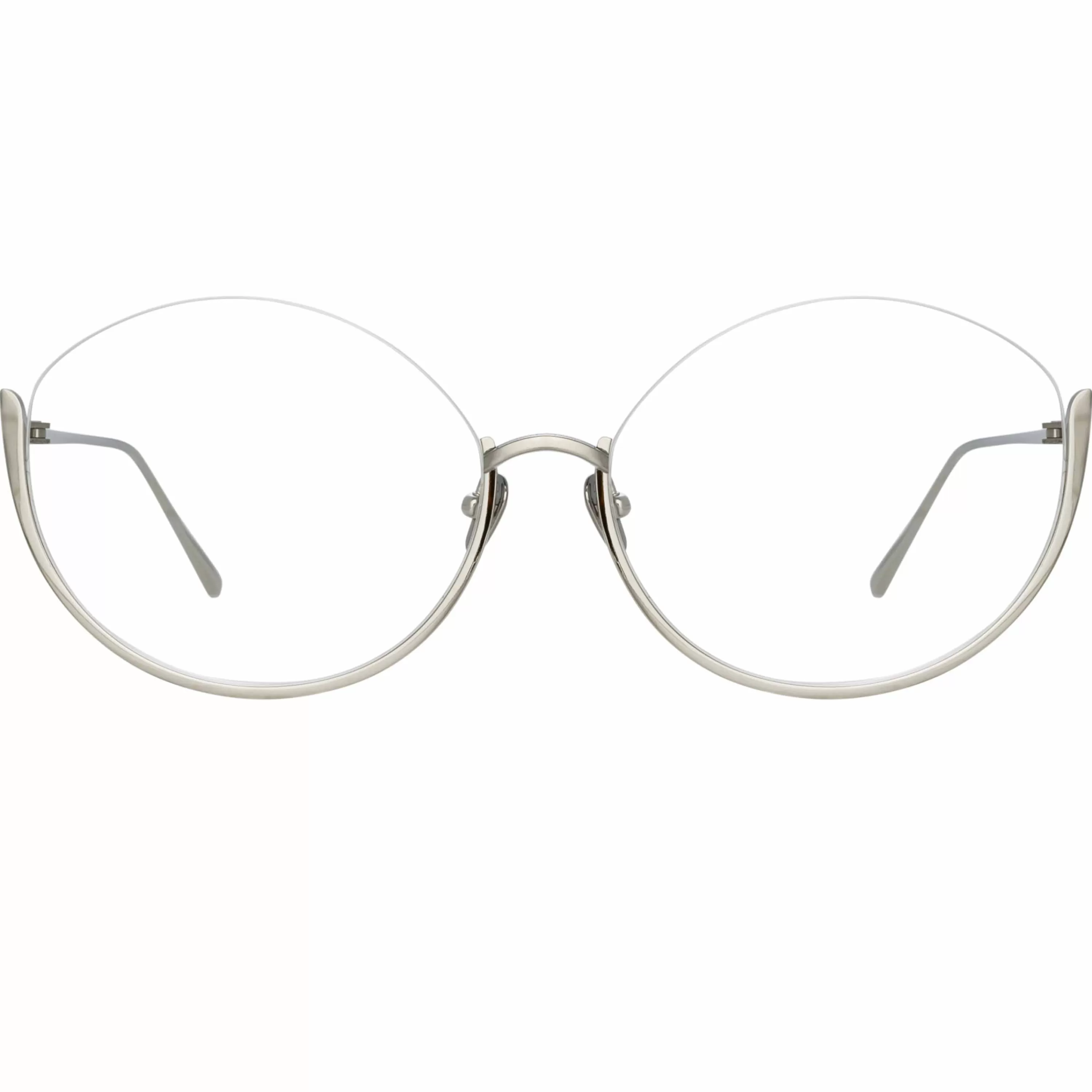 LINDA FARROW (U.K.) Rae Cat Eye Optical Frame in White Gold