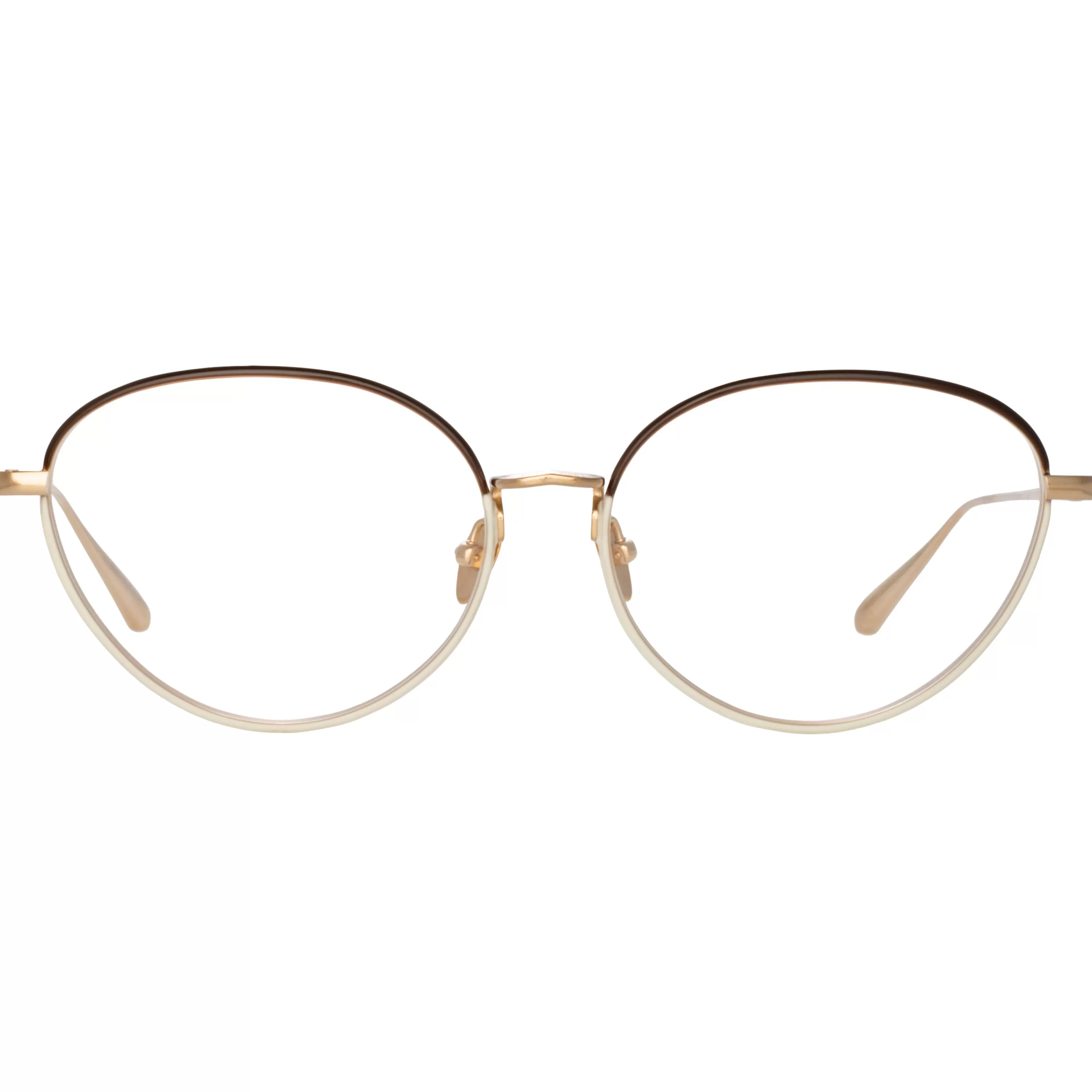 Women LINDA FARROW (U.K.) Regina Cat Eye Optical Frame in Light Gold