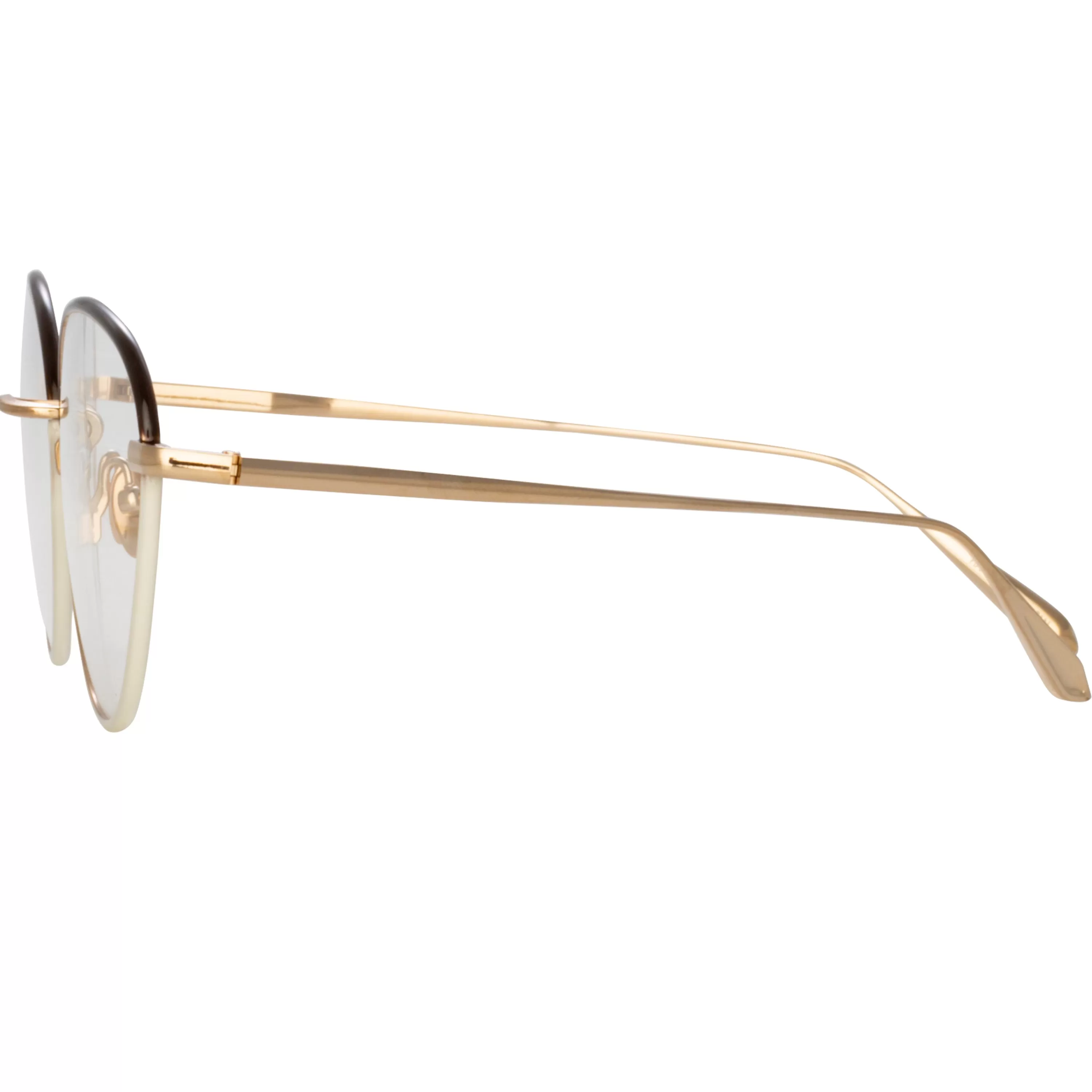 regina_cat_eye_optical_frame_in_light_gold_3.webp Women LINDA FARROW (U.K.) Regina Cat Eye Optical Frame in Light Gold