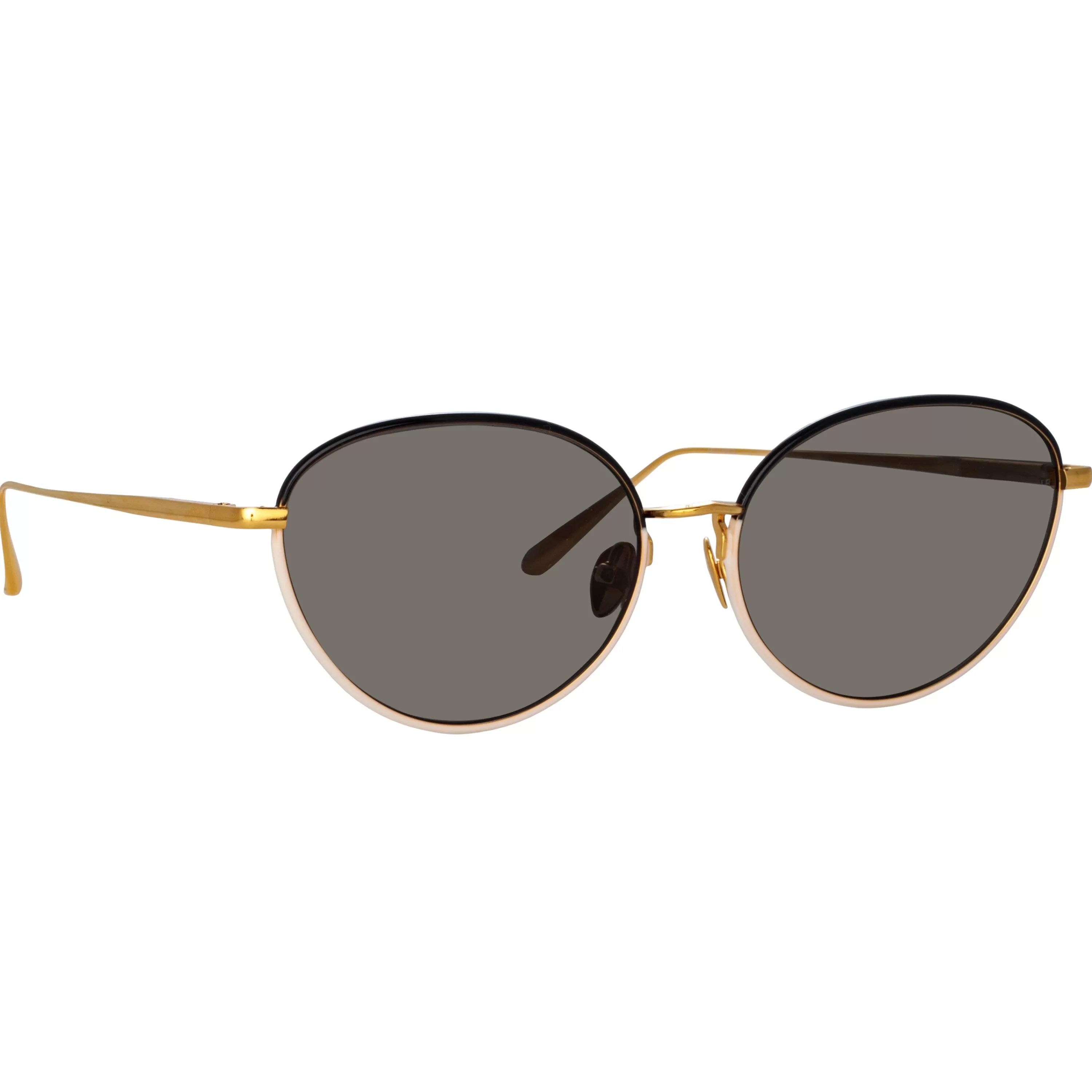 Women LINDA FARROW (U.K.) Regina Cat Eye Sunglasses in Black
