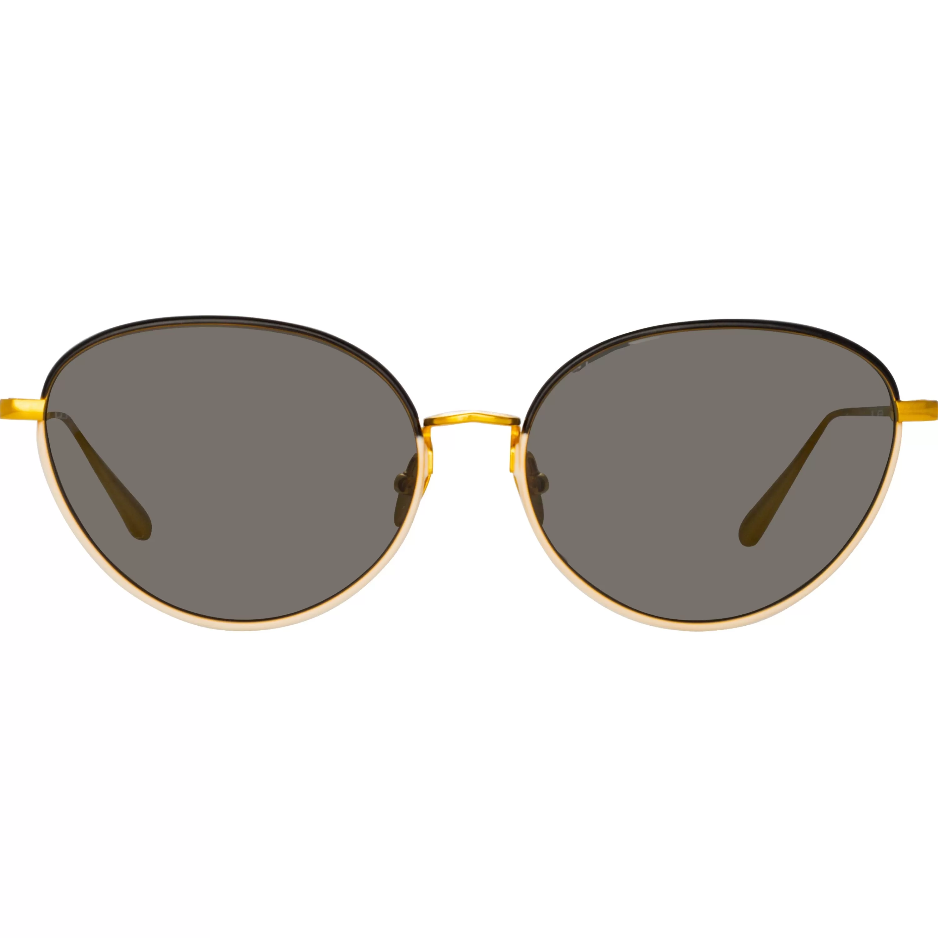 Women LINDA FARROW (U.K.) Regina Cat Eye Sunglasses in Black