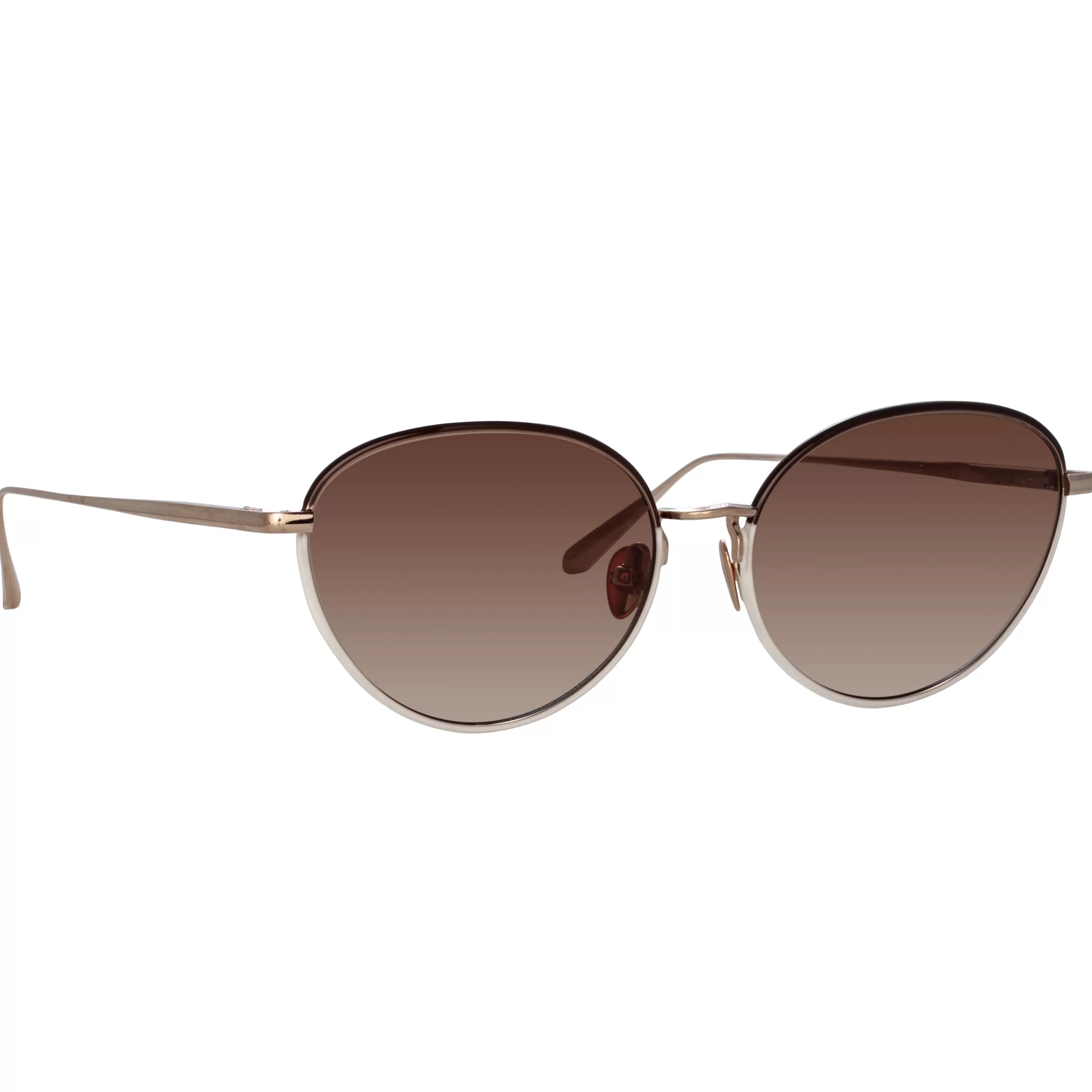 Women LINDA FARROW (U.K.) Regina Cat Eye Sunglasses in Mocha