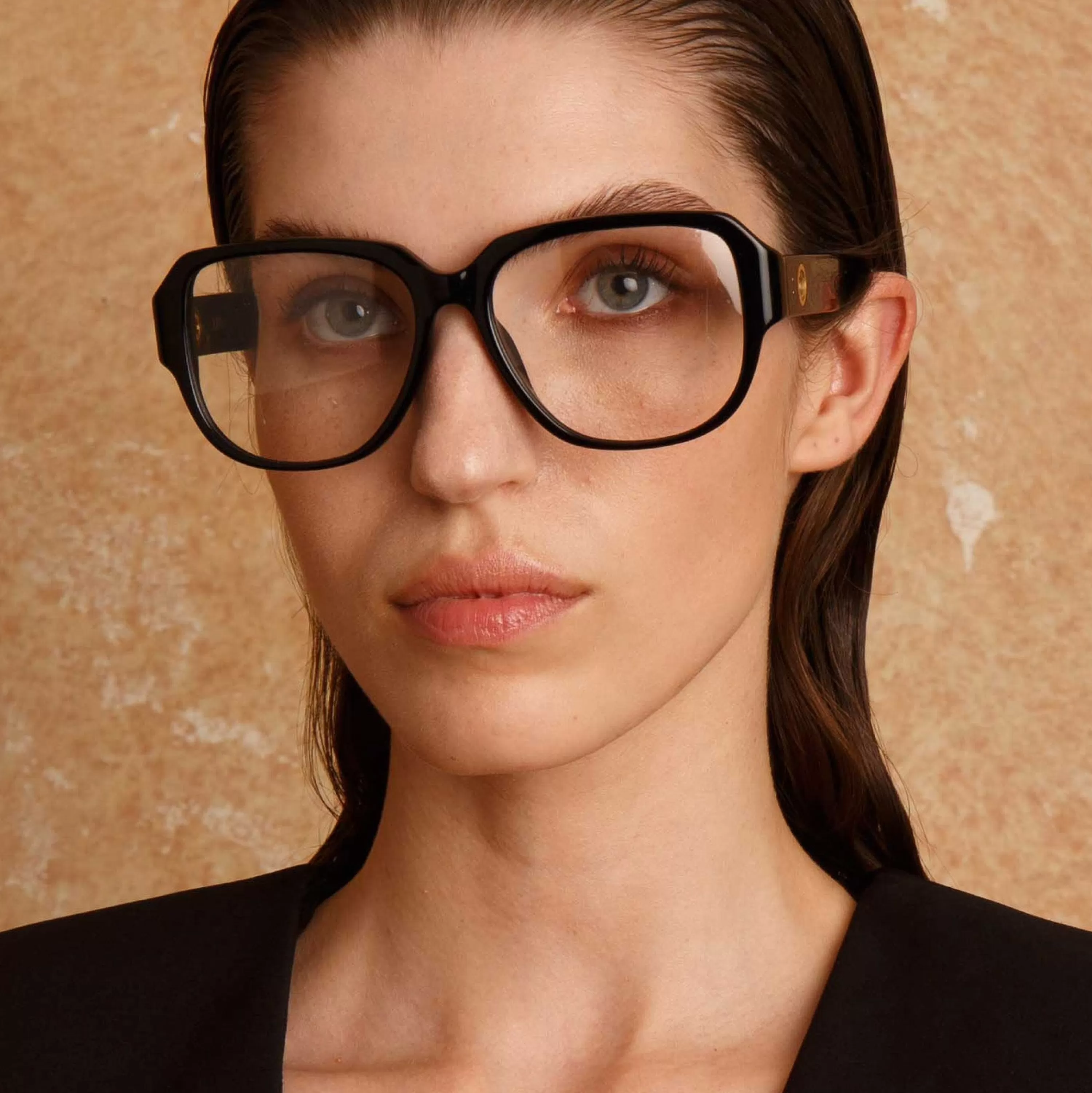 LINDA FARROW (U.K.) Renee Oversized Optical Frame in Black