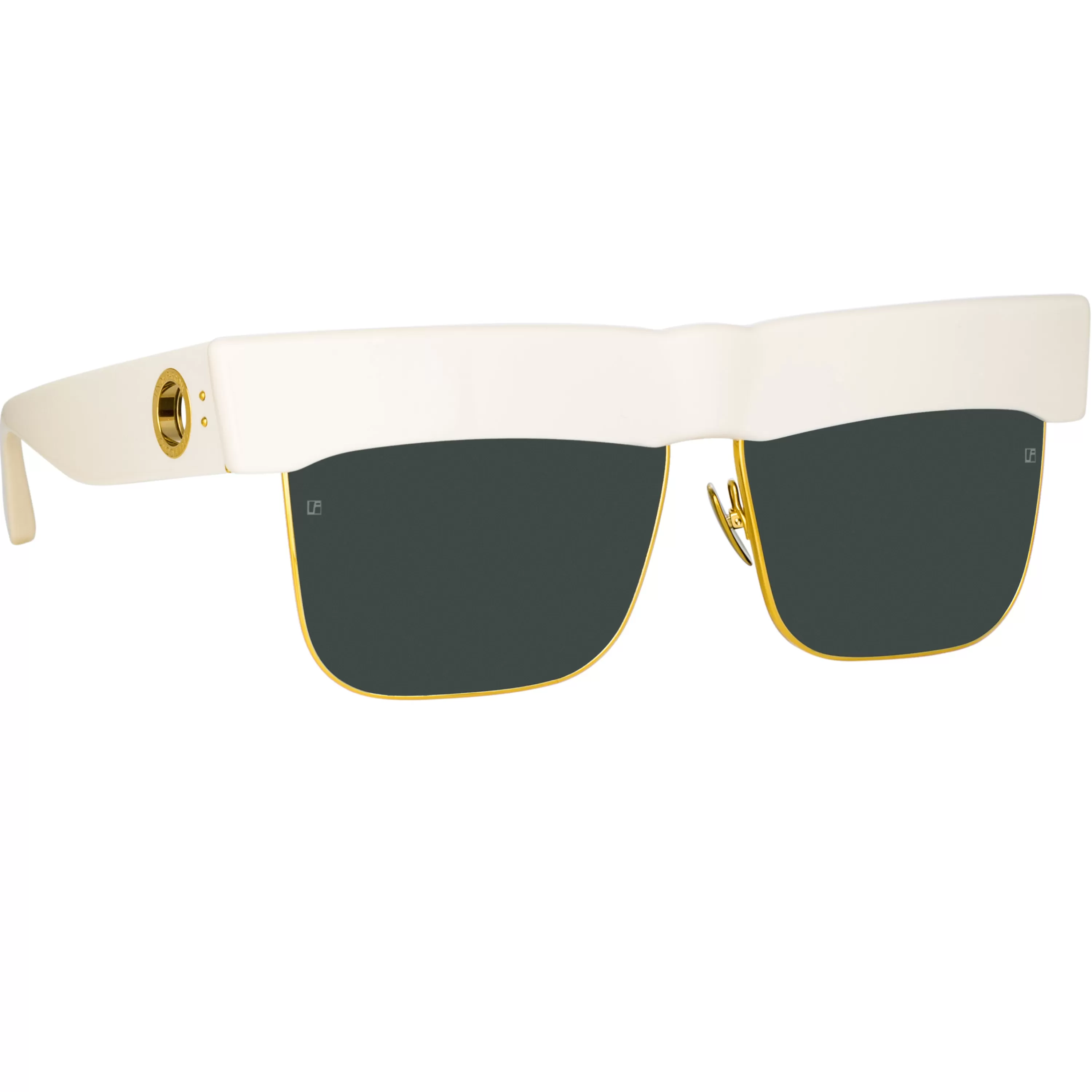 LINDA FARROW (U.K.) Rosalie Oversized Sunglasses in Cream