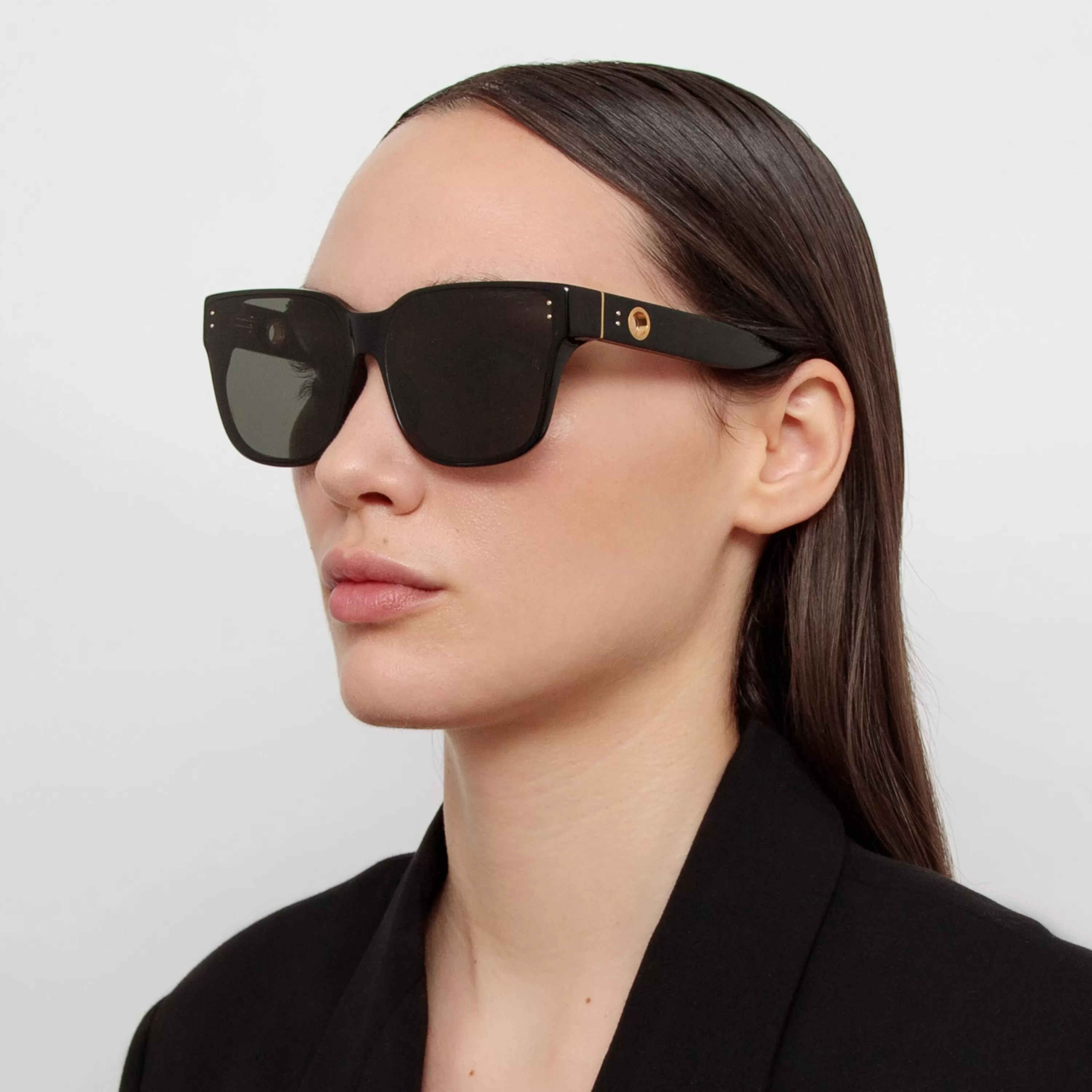 Women LINDA FARROW (U.K.) Rui Oversize Sunglasses in Black