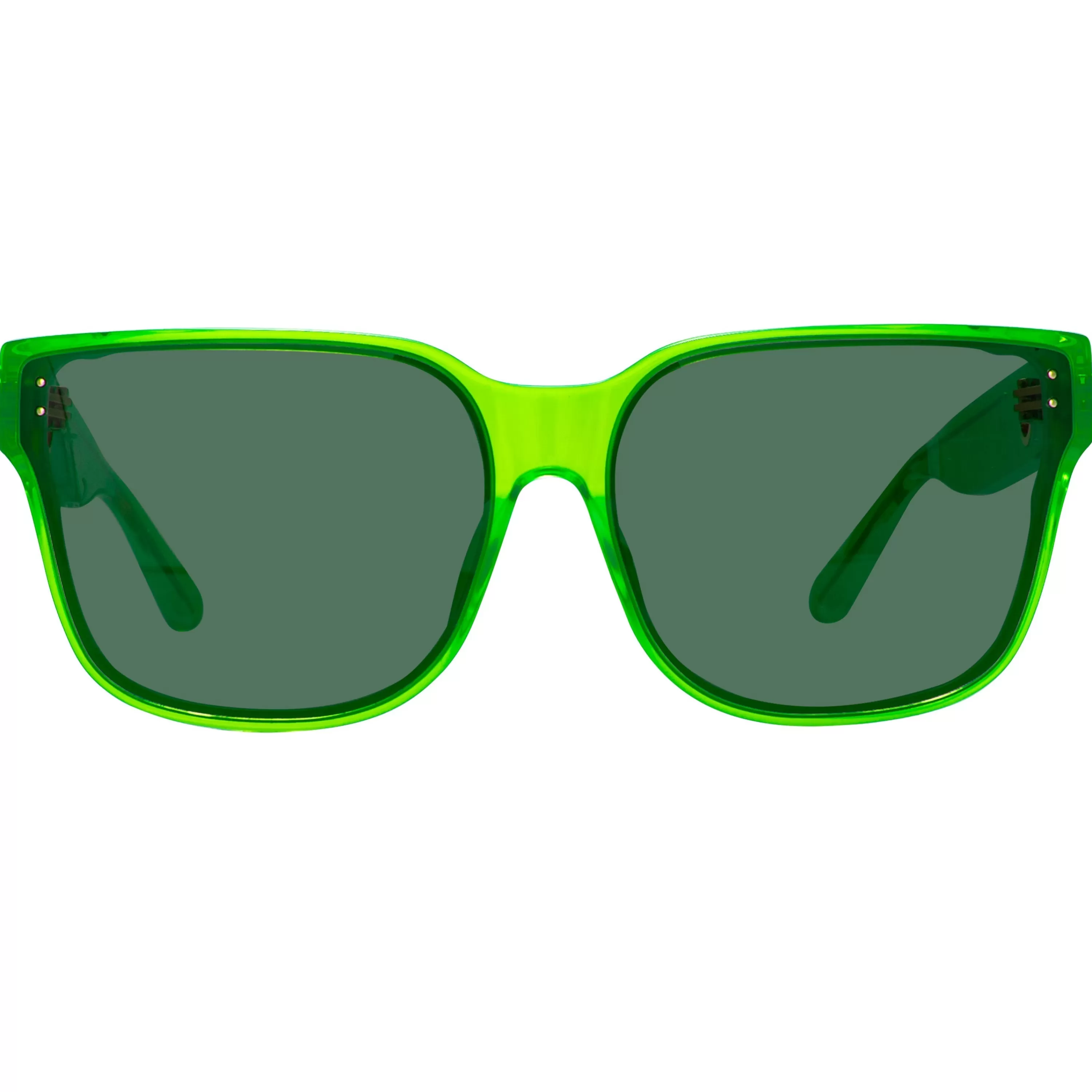 Women LINDA FARROW (U.K.) Rui Oversize Sunglasses in Neon Lime