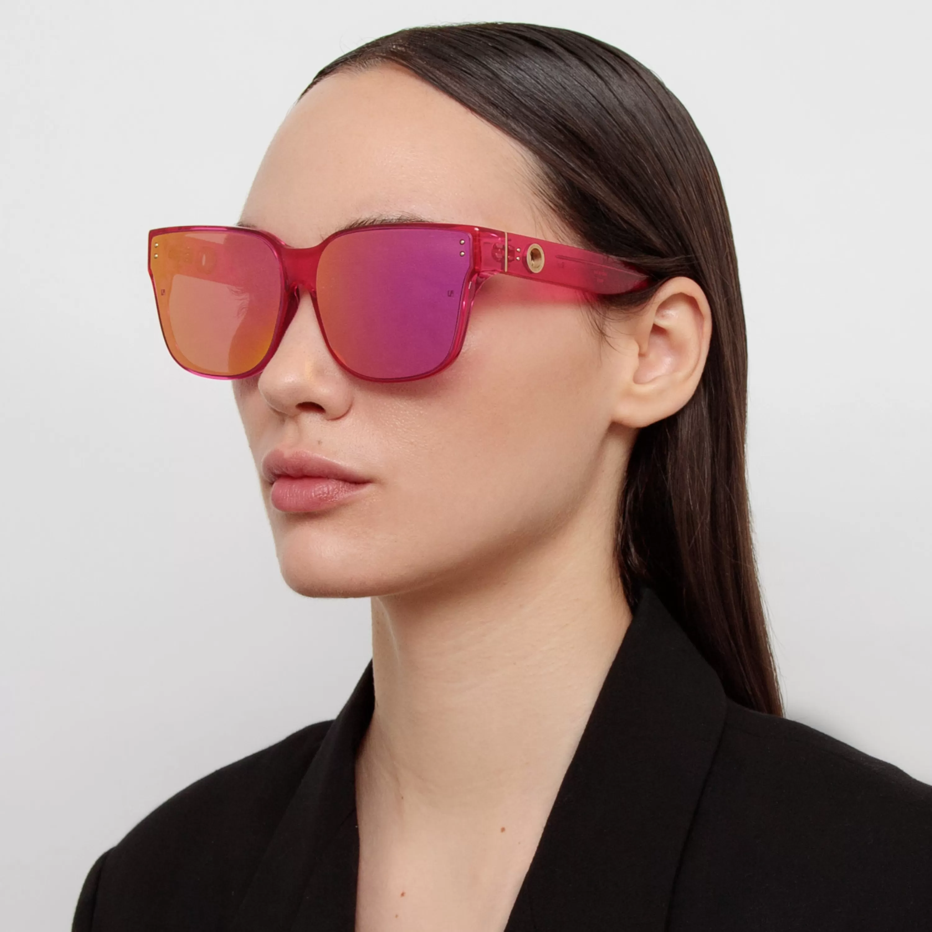 Women LINDA FARROW (U.K.) Rui Oversized Sunglasses in Neon Pink