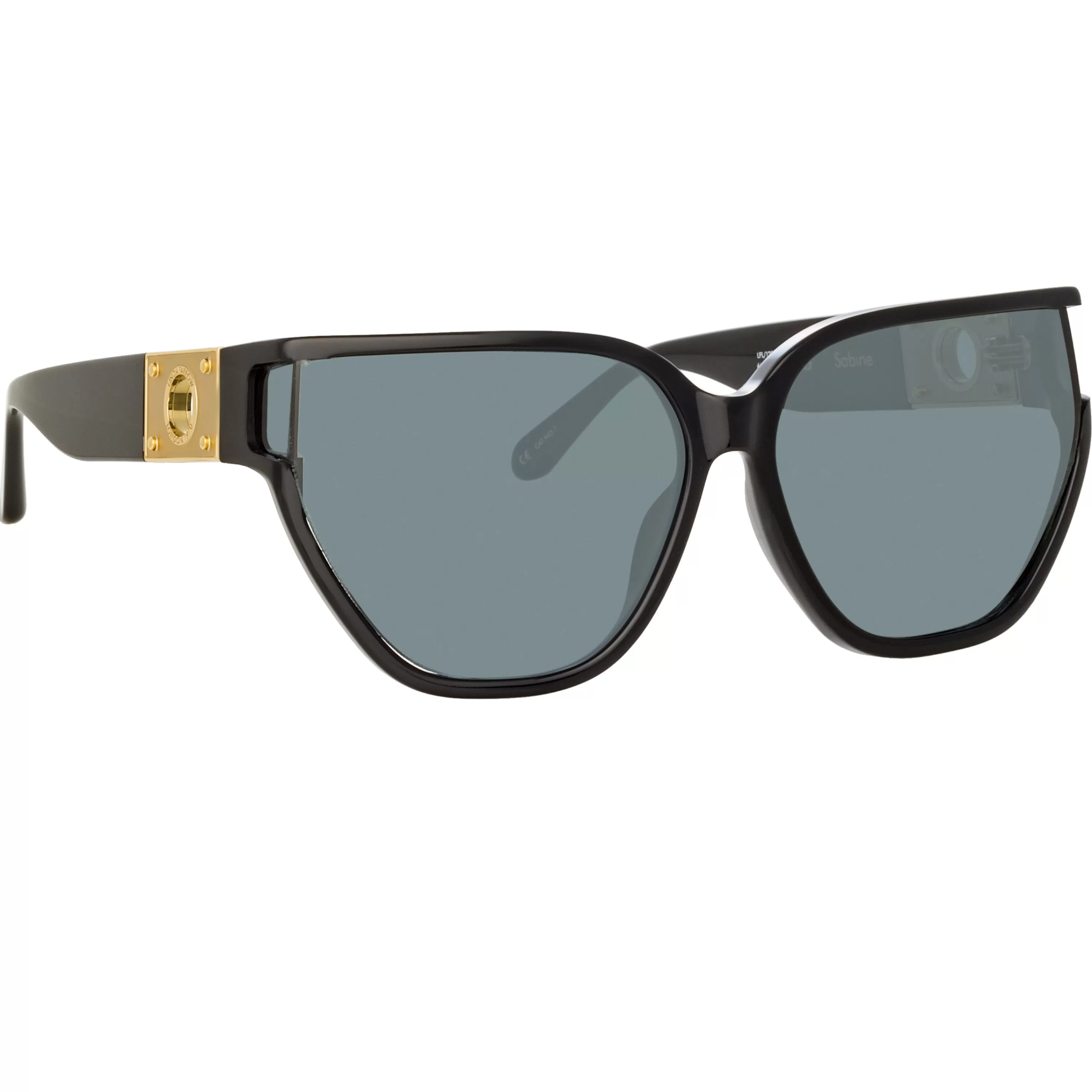 LINDA FARROW (U.K.) Sabine Oversized Sunglasses in Black