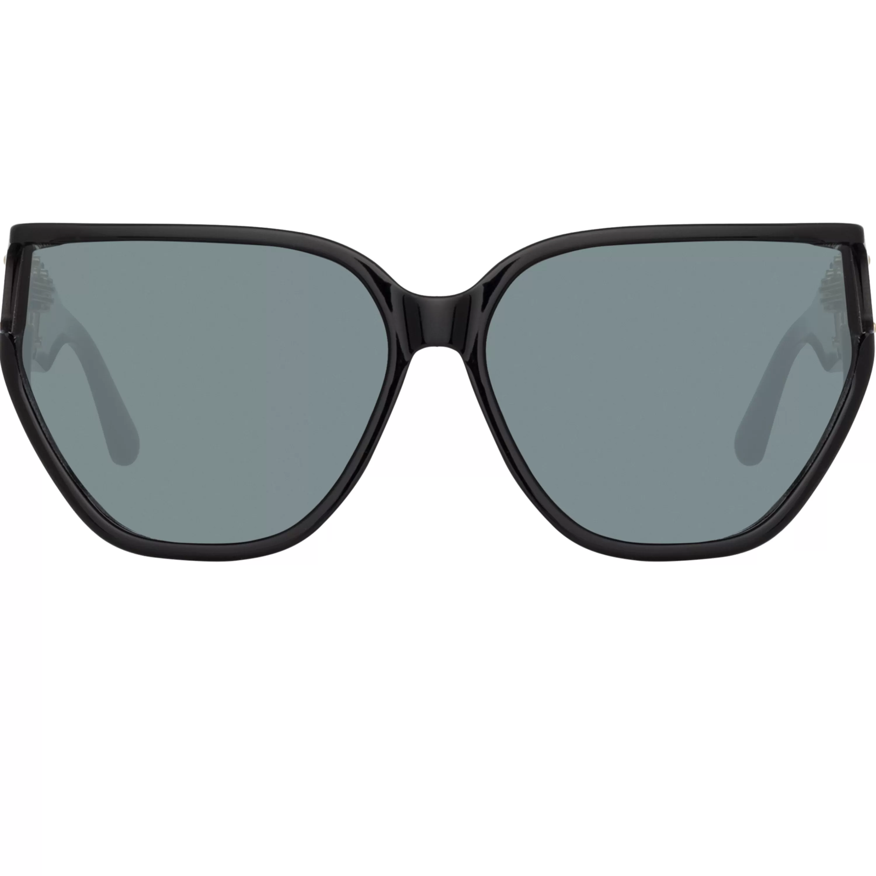 LINDA FARROW (U.K.) Sabine Oversized Sunglasses in Black