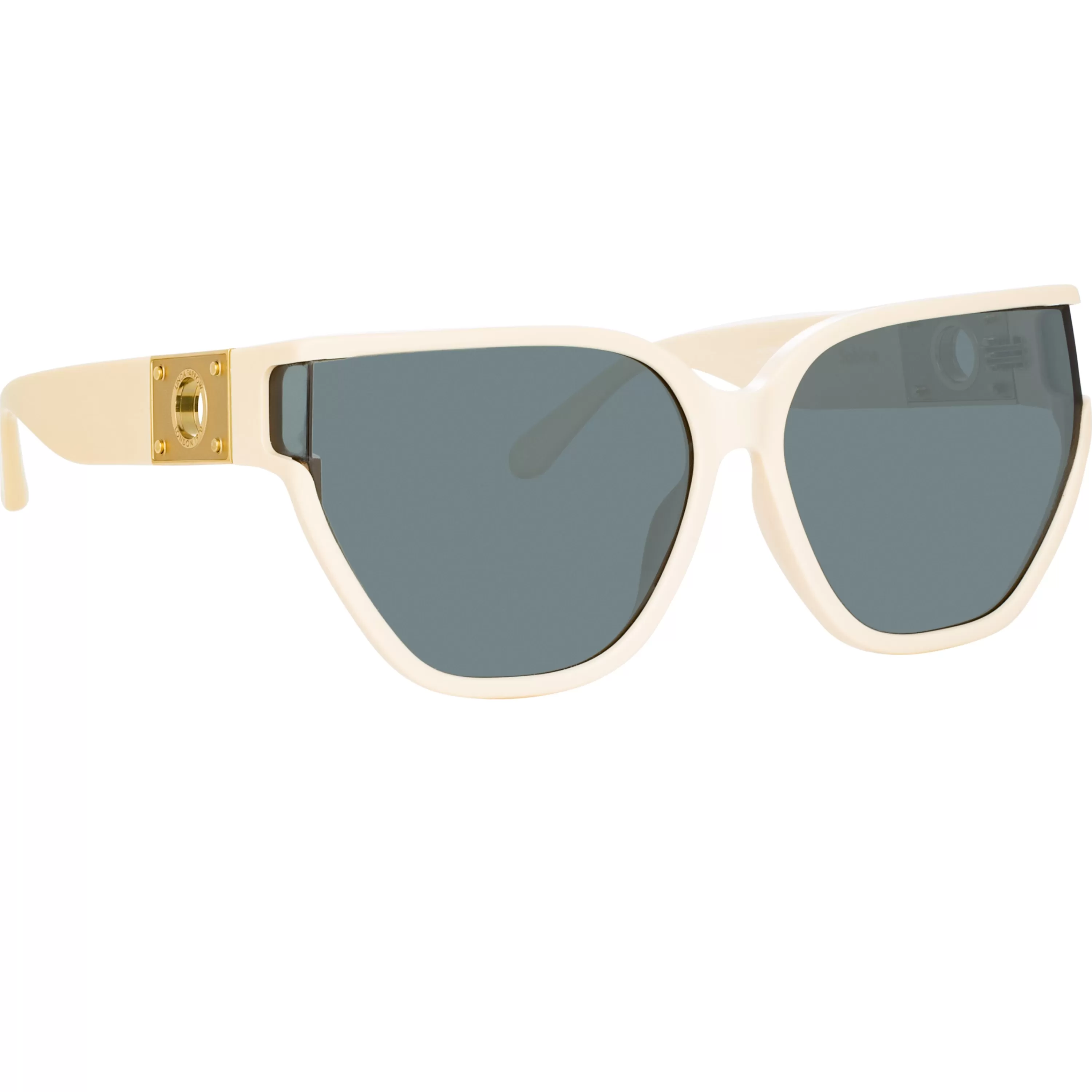 LINDA FARROW (U.K.) Sabine Oversized Sunglasses in Cream