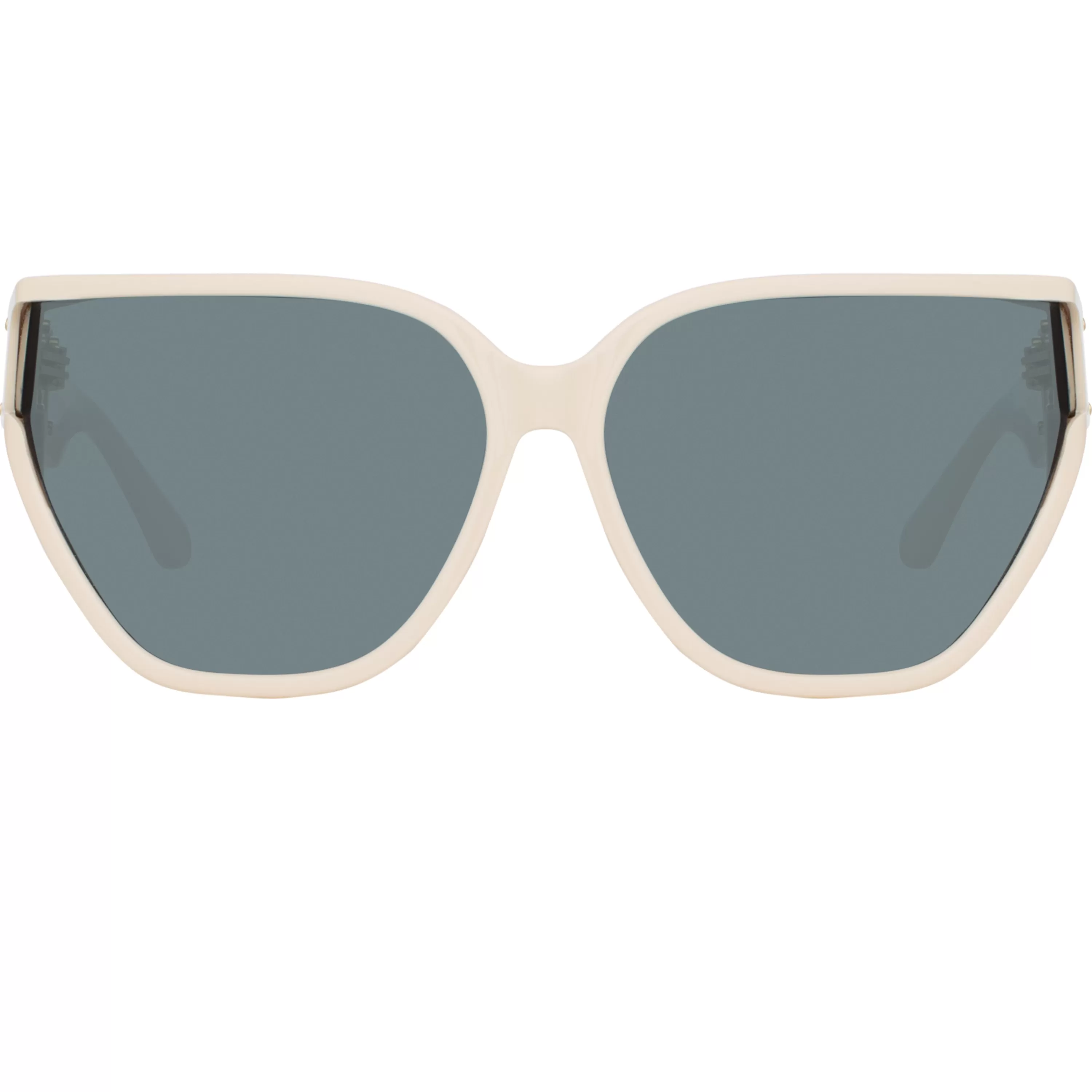 LINDA FARROW (U.K.) Sabine Oversized Sunglasses in Cream