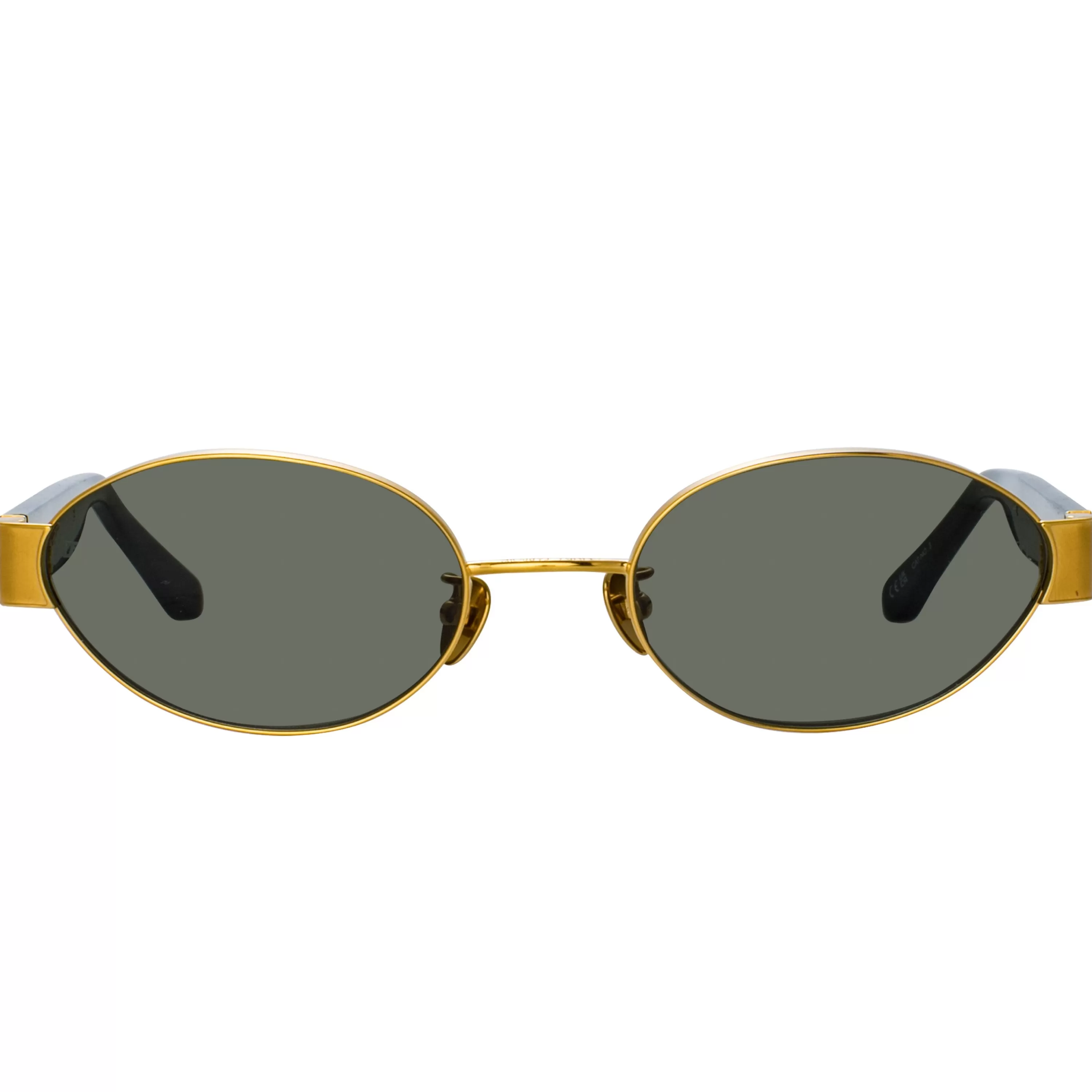 Women LINDA FARROW (U.K.) Sadie Oval Sunglasses in Yellow Gold