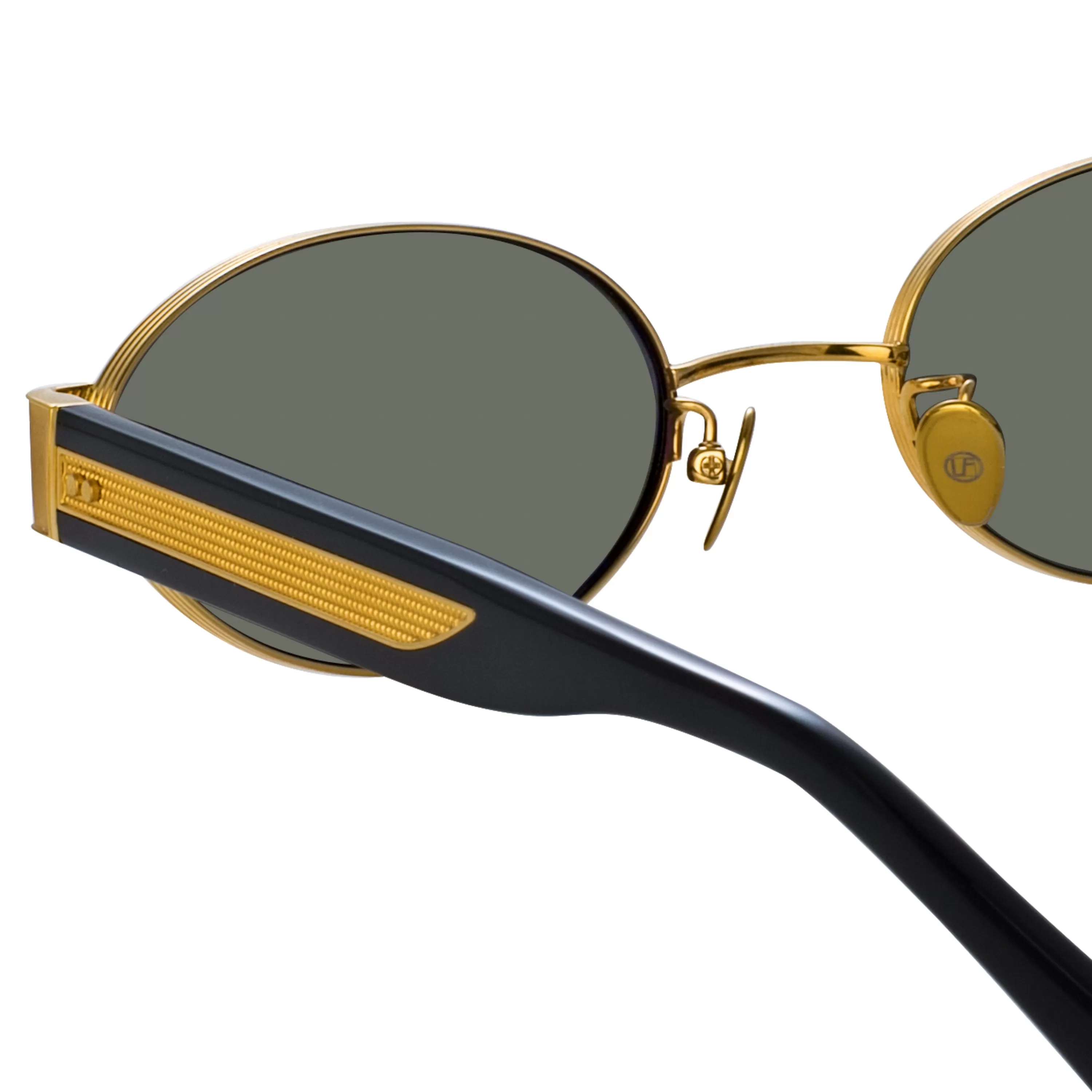 sadie_oval_sunglasses_in_yellow_gold_4.webp Women LINDA FARROW (U.K.) Sadie Oval Sunglasses in Yellow Gold