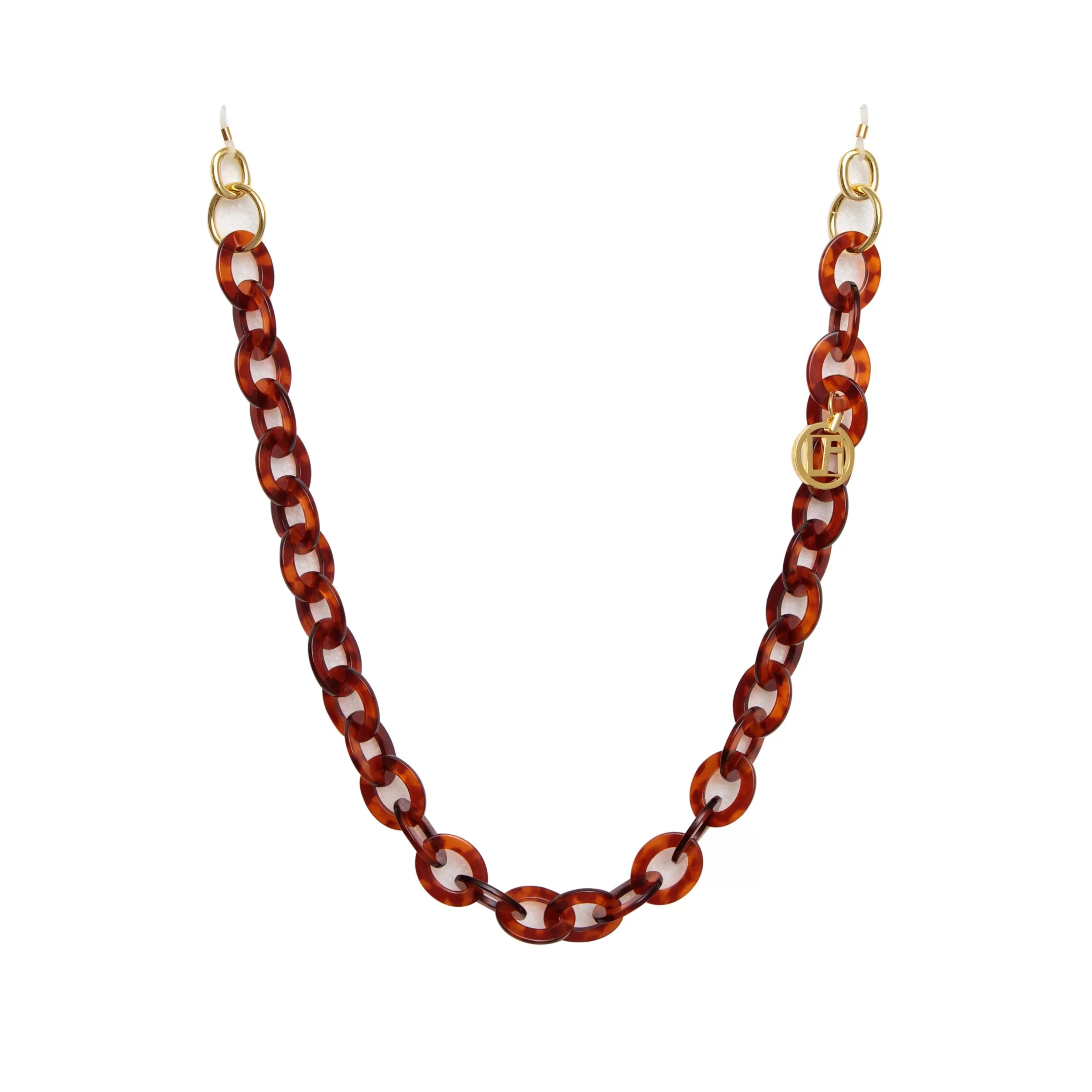 LINDA FARROW (U.K.) Saffron Tortoiseshell Oval Chain