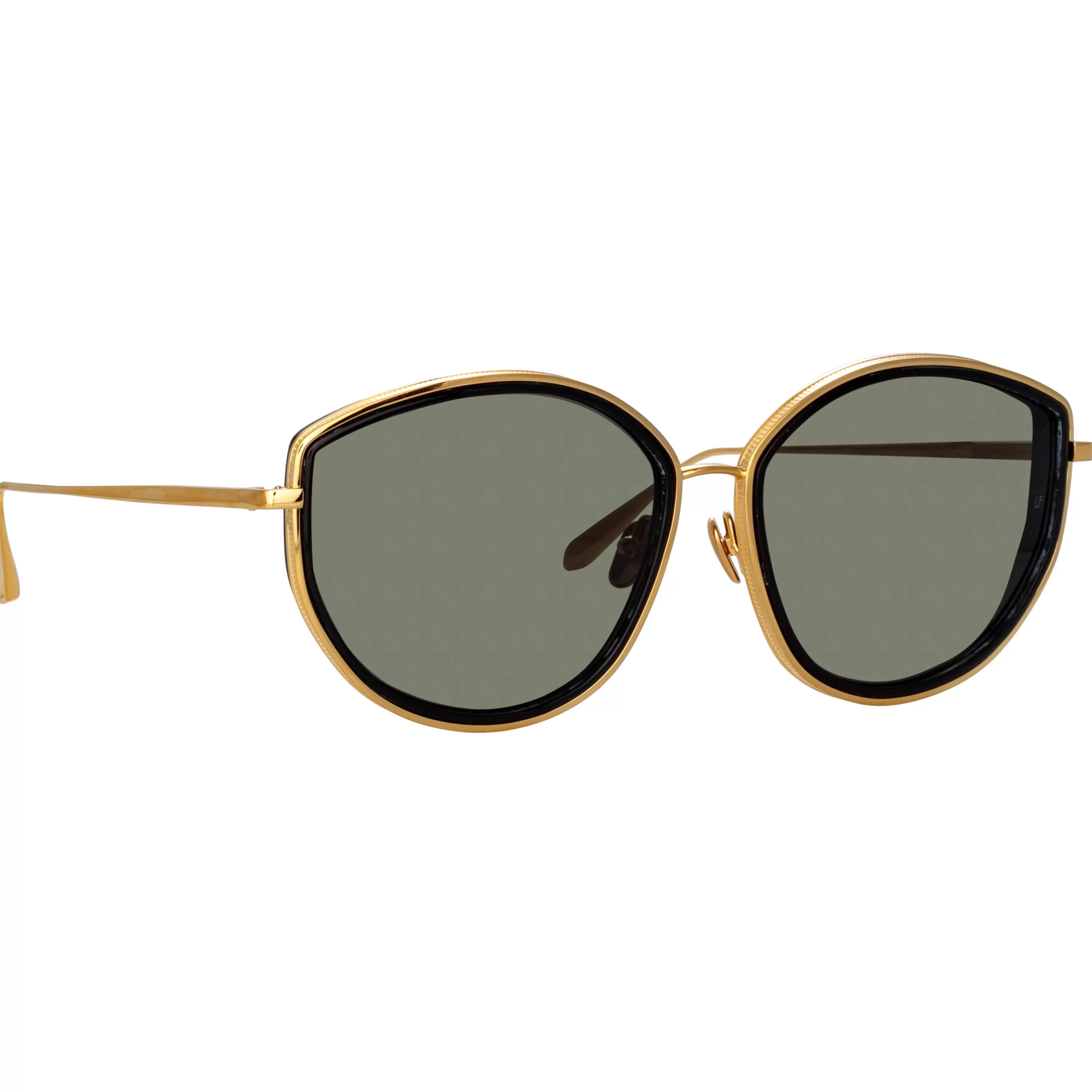 Women LINDA FARROW (U.K.) Samara Cat Eye Sunglasses in Yellow Gold