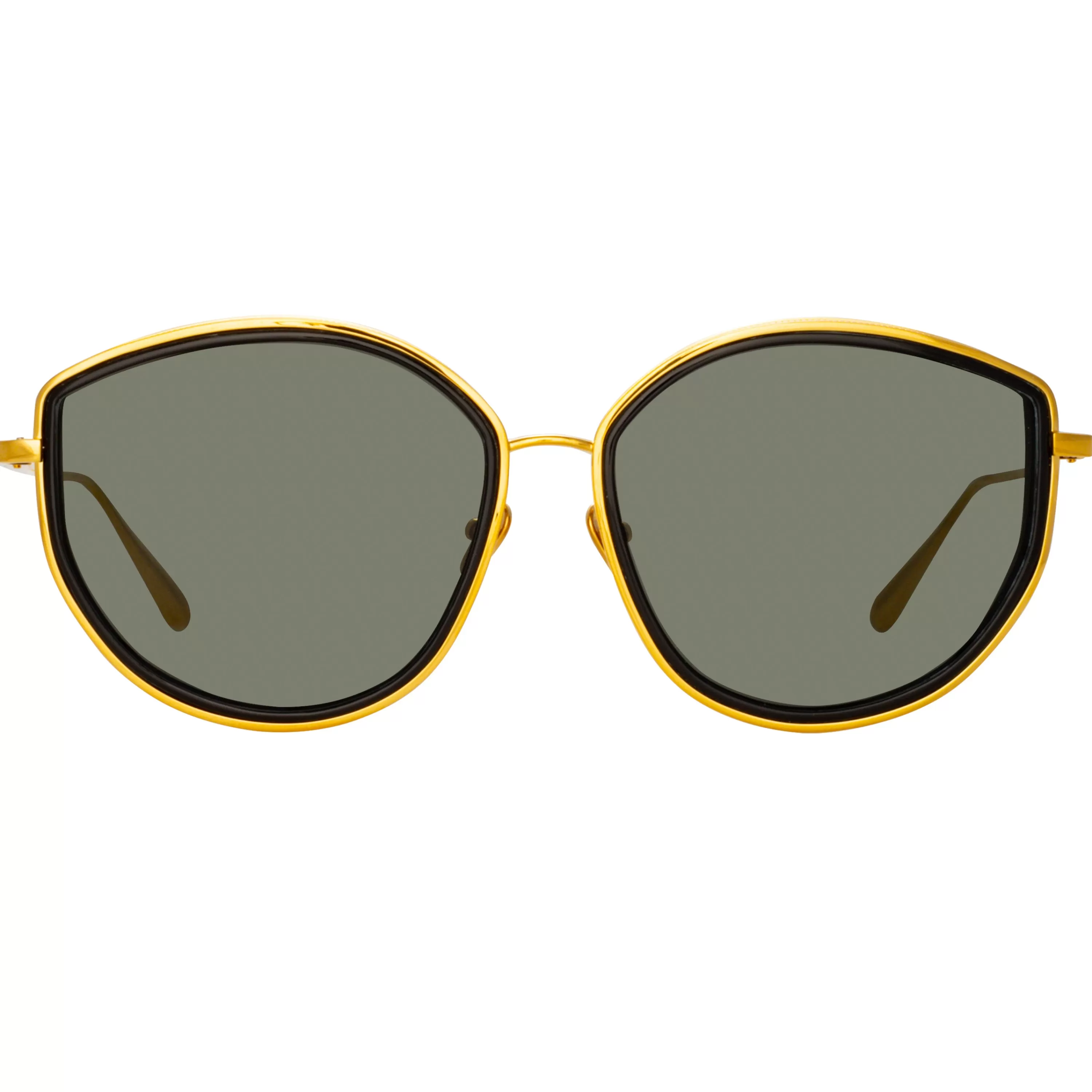 Women LINDA FARROW (U.K.) Samara Cat Eye Sunglasses in Yellow Gold