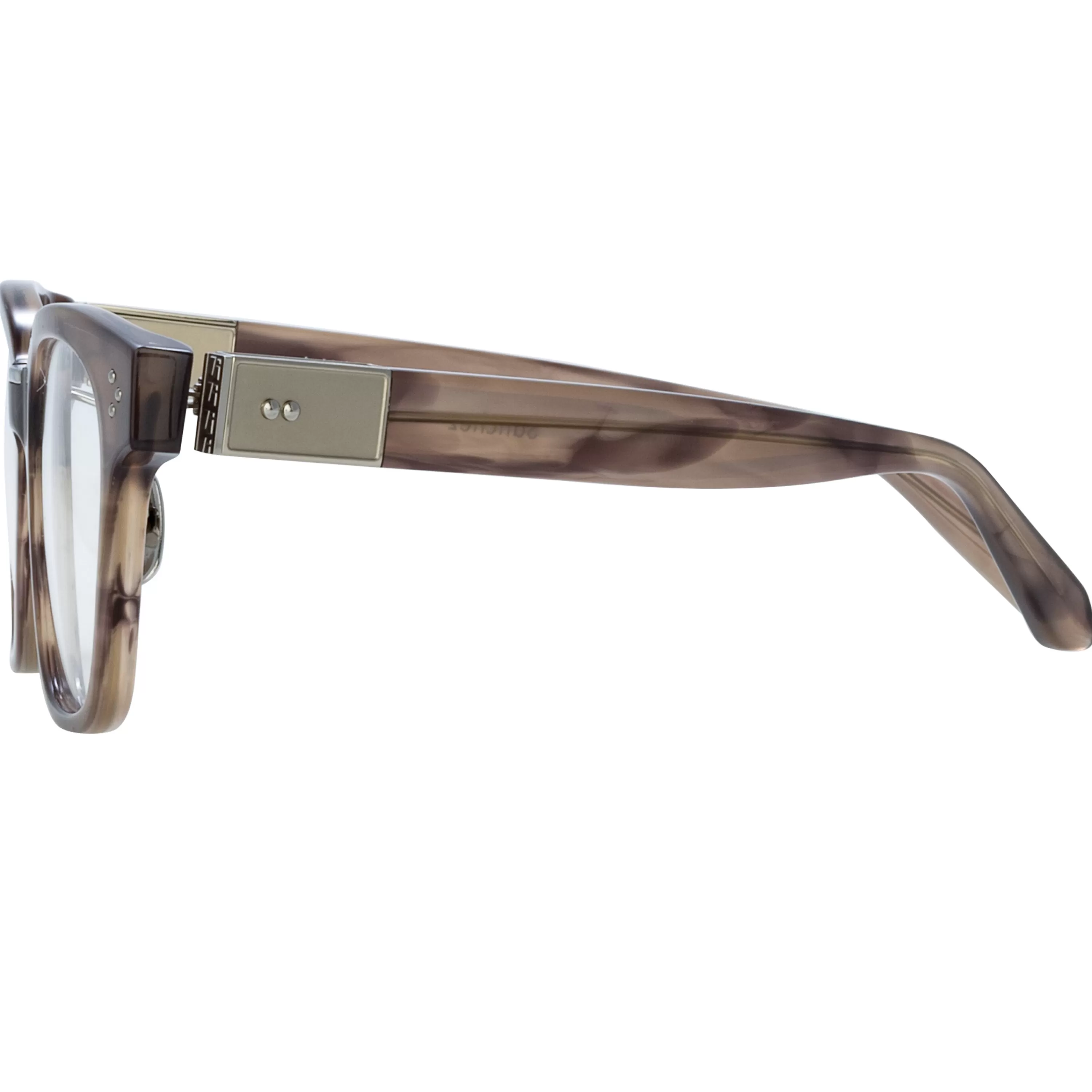 sanchez_optical_dframe_in_grey_horn_3.webp Women LINDA FARROW (U.K.) Sanchez Optical D-Frame in Grey Horn
