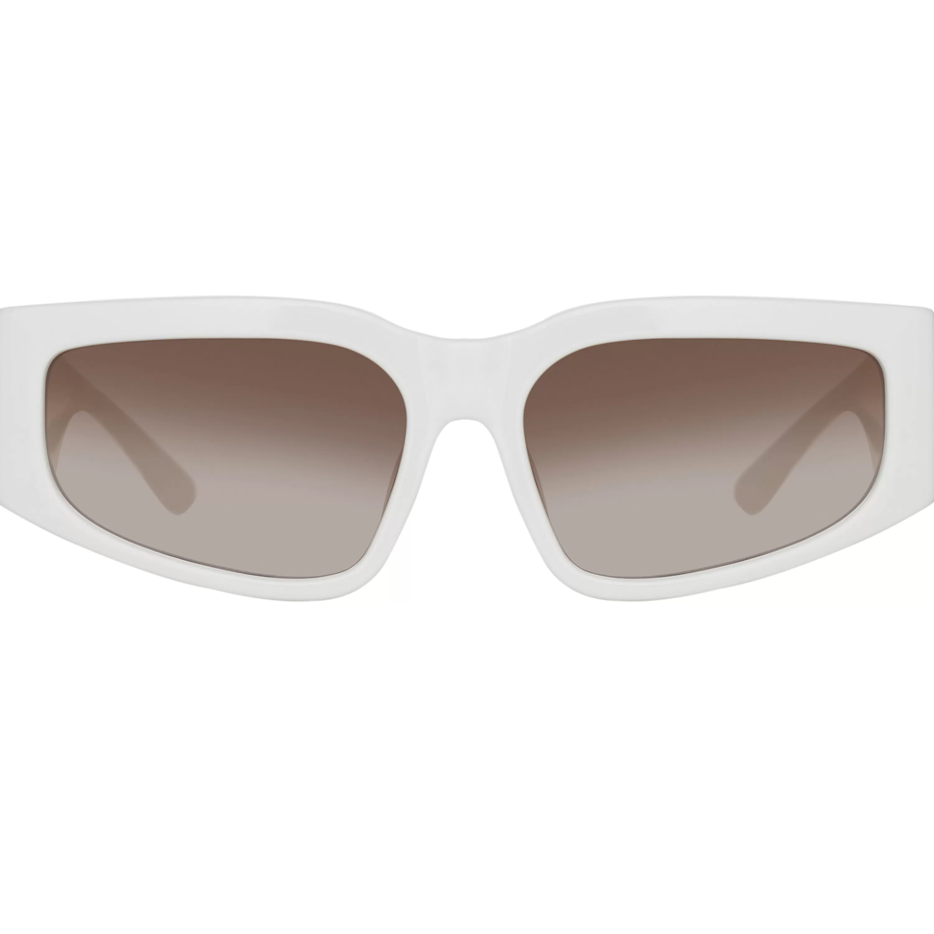 LINDA FARROW (U.K.) Senna Cat Eye Sunglasses in White
