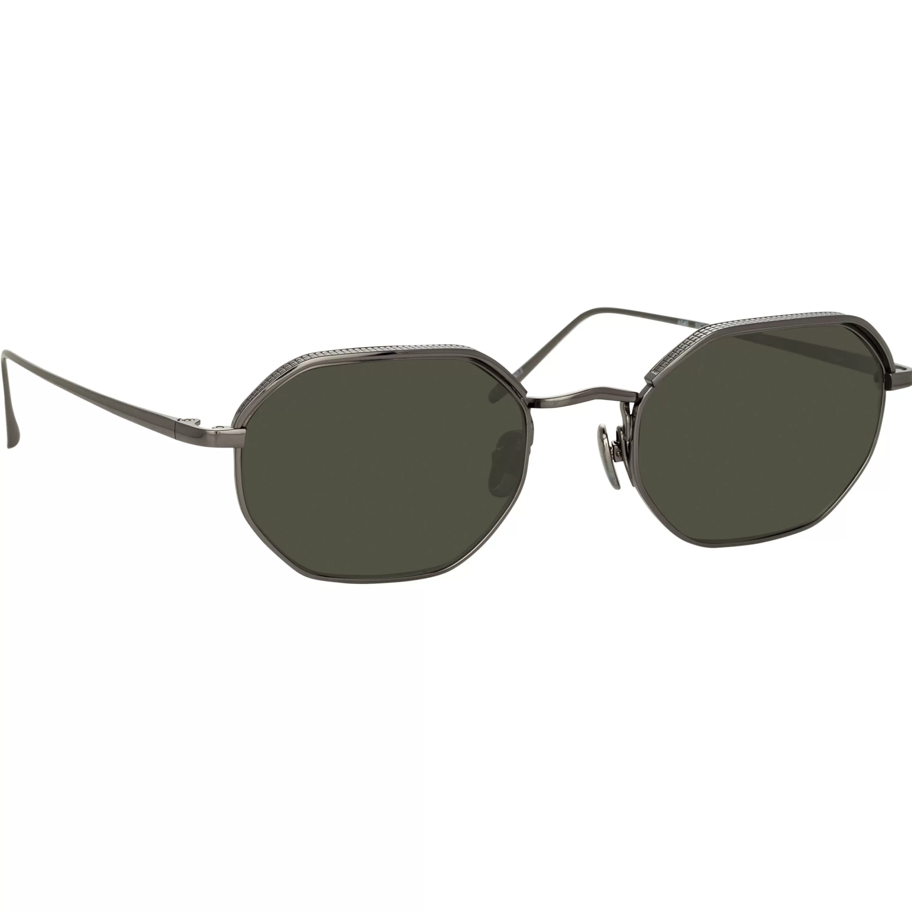 LINDA FARROW UK Shaw Angular Glasses in Nickel and Grey
