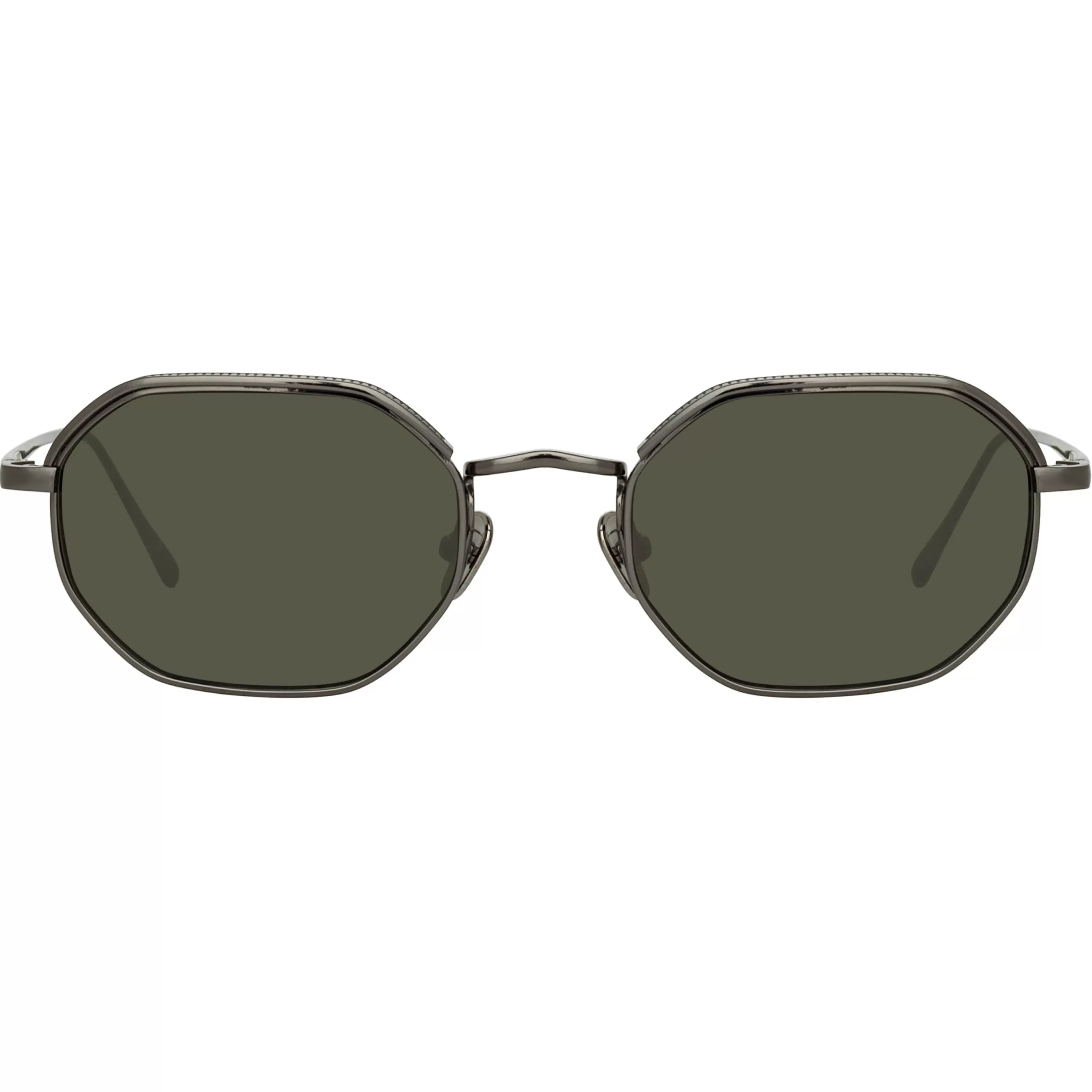 LINDA FARROW UK Shaw Angular Glasses in Nickel and Grey