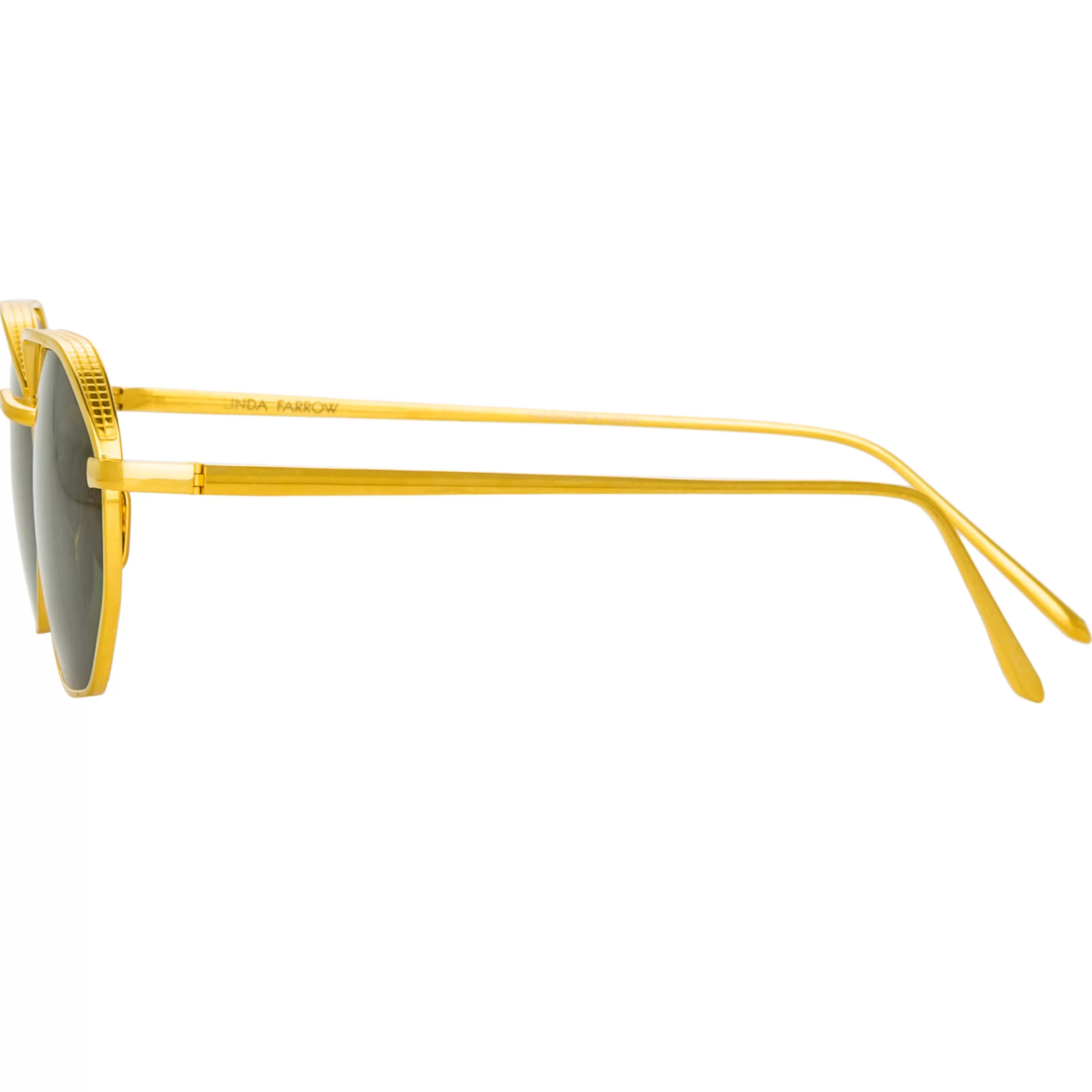 shaw_angular_glasses_in_yellow_gold_and_green_2.webp LINDA FARROW UK Shaw Angular Glasses in Yellow Gold and Green