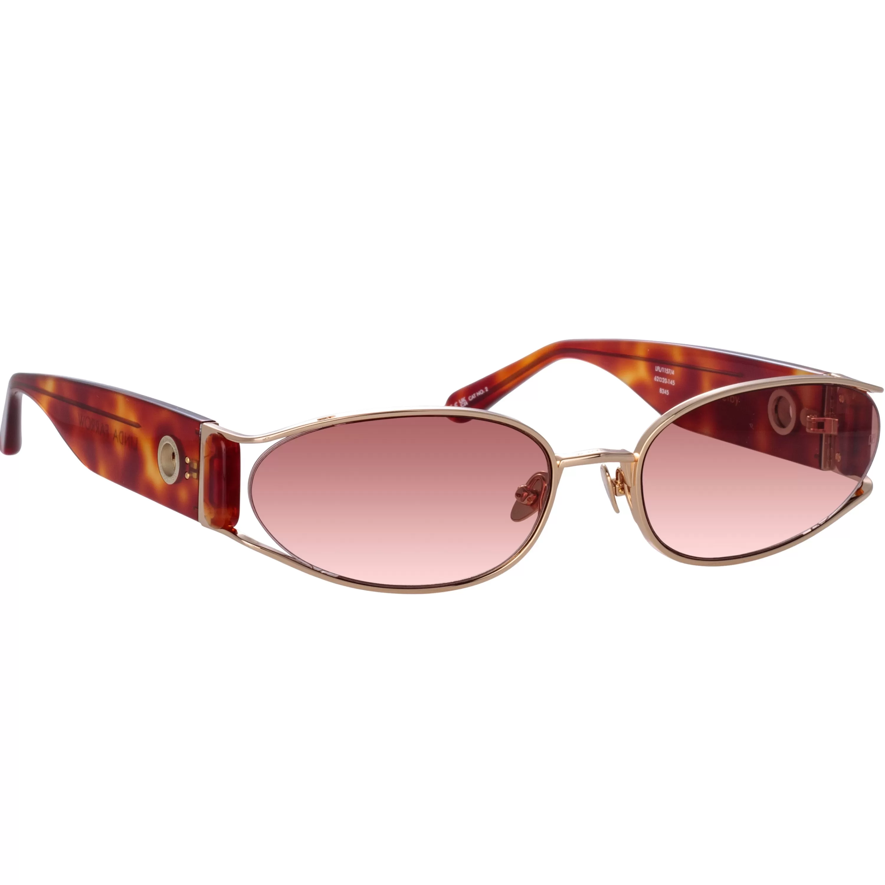 LINDA FARROW (U.K.) Shelby Cat Eye Sunglasses in Amber Tortoiseshell