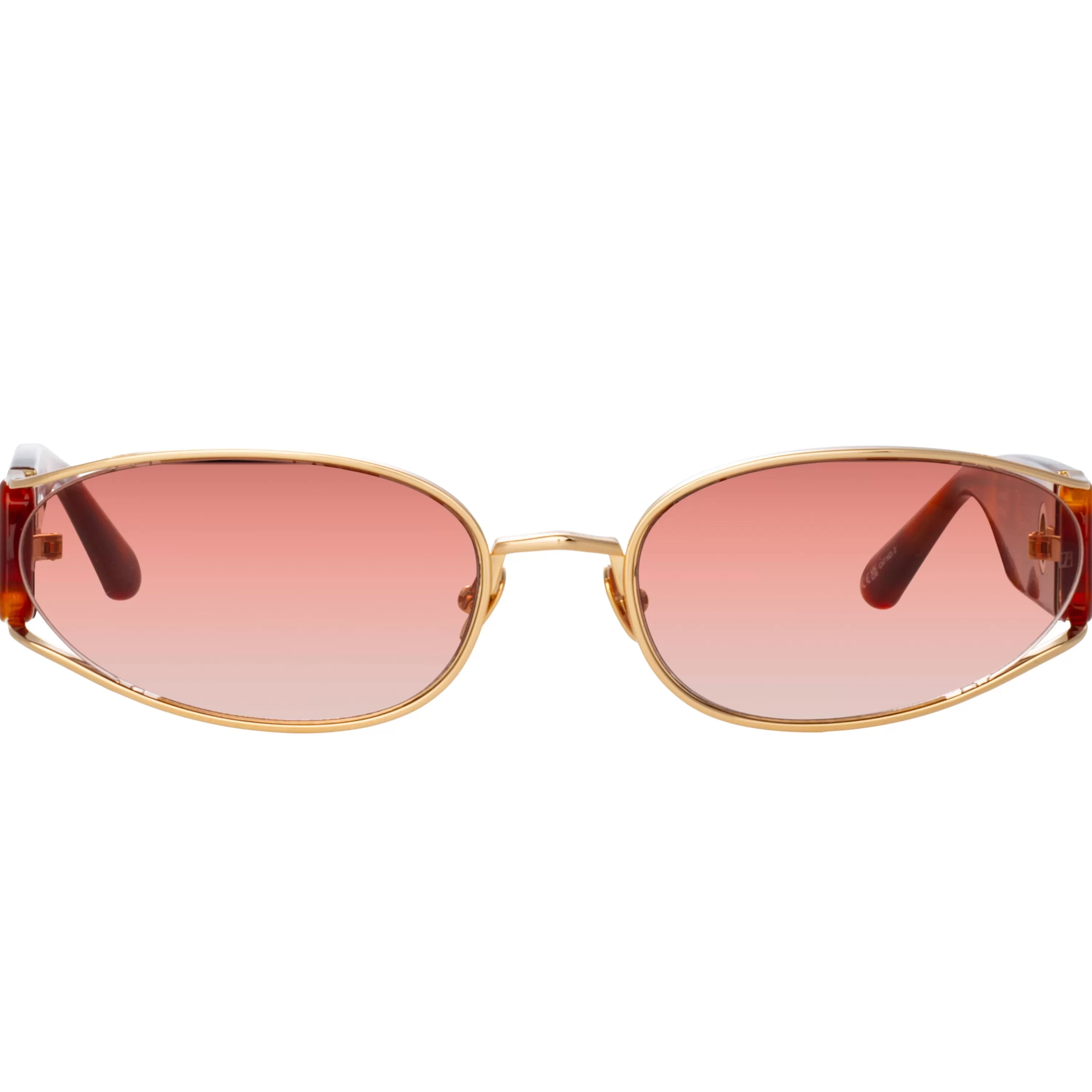 LINDA FARROW (U.K.) Shelby Cat Eye Sunglasses in Amber Tortoiseshell