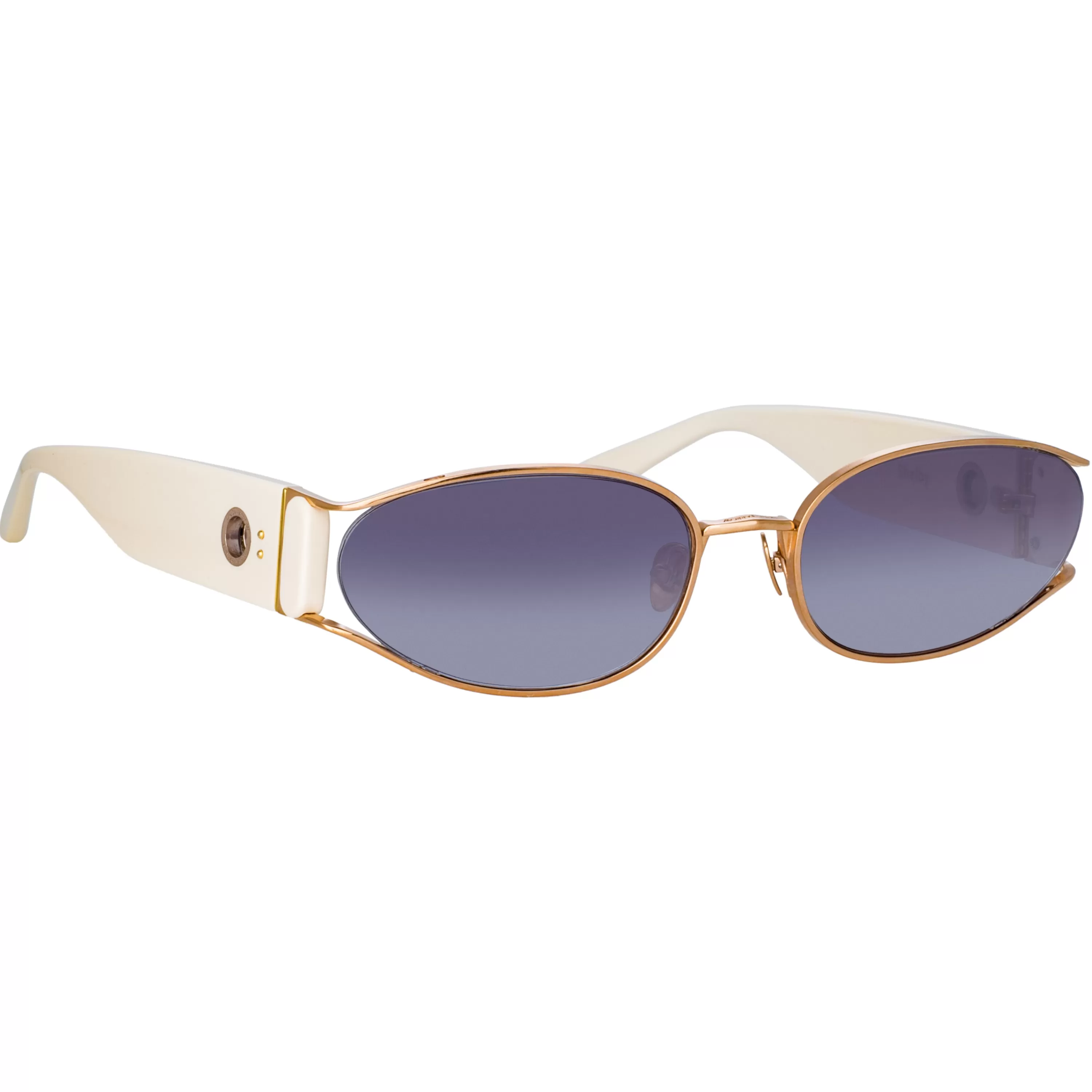 Women LINDA FARROW (U.K.) Shelby Cat Eye Sunglasses in Cream