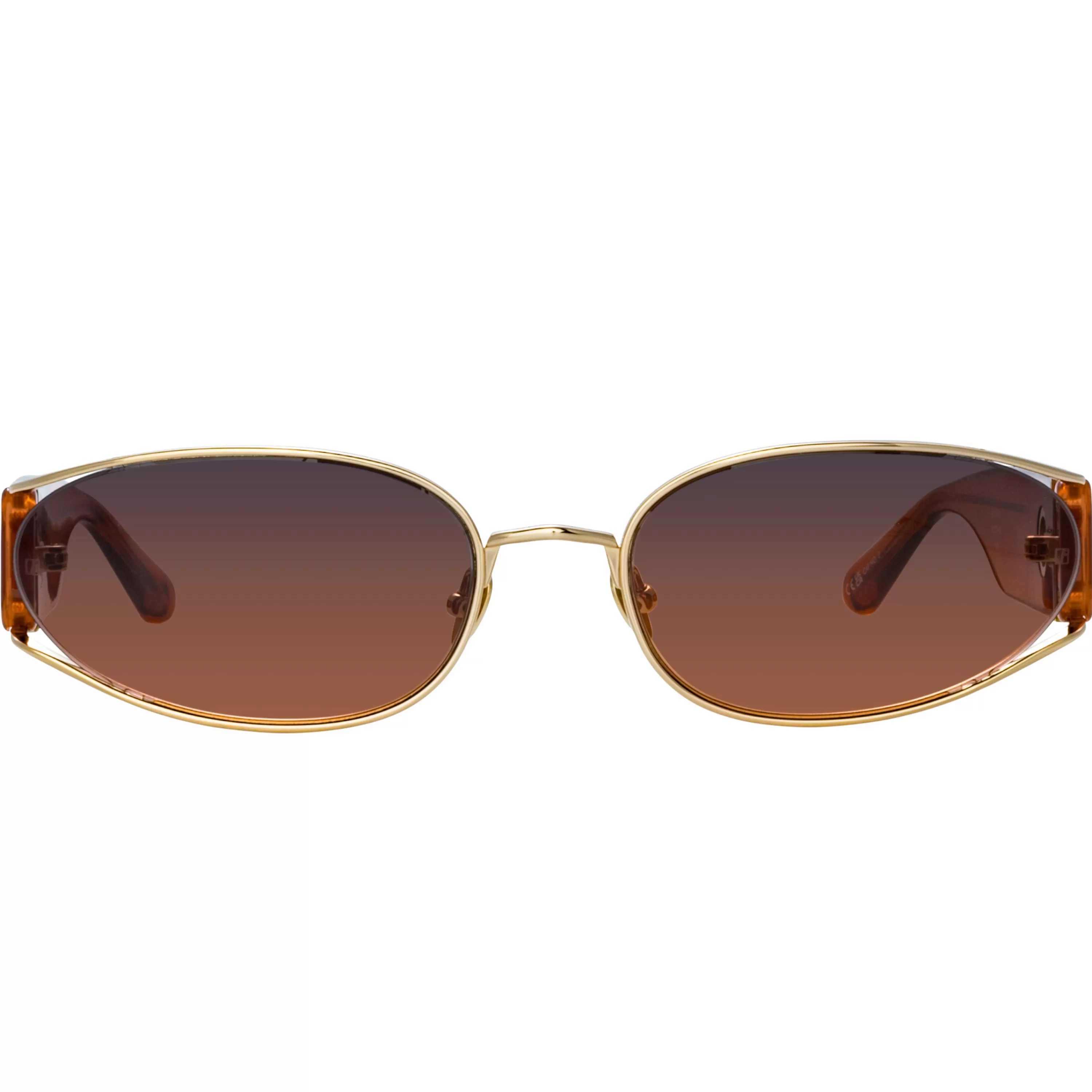 Women LINDA FARROW (U.K.) Shelby Cat Eye Sunglasses in Light Gold and Dusk