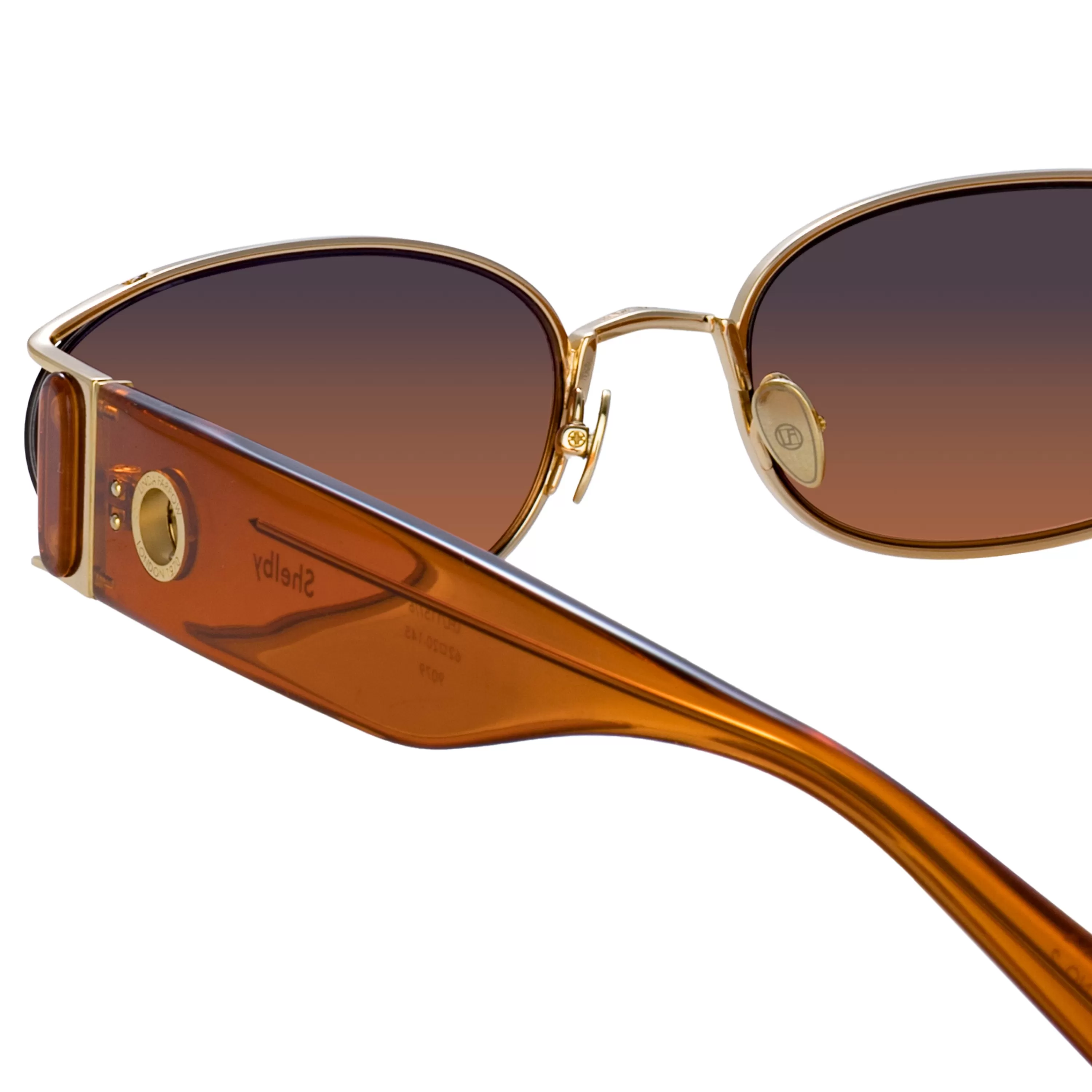 shelby_cat_eye_sunglasses_in_light_gold_and_dusk_4.webp Women LINDA FARROW (U.K.) Shelby Cat Eye Sunglasses in Light Gold and Dusk