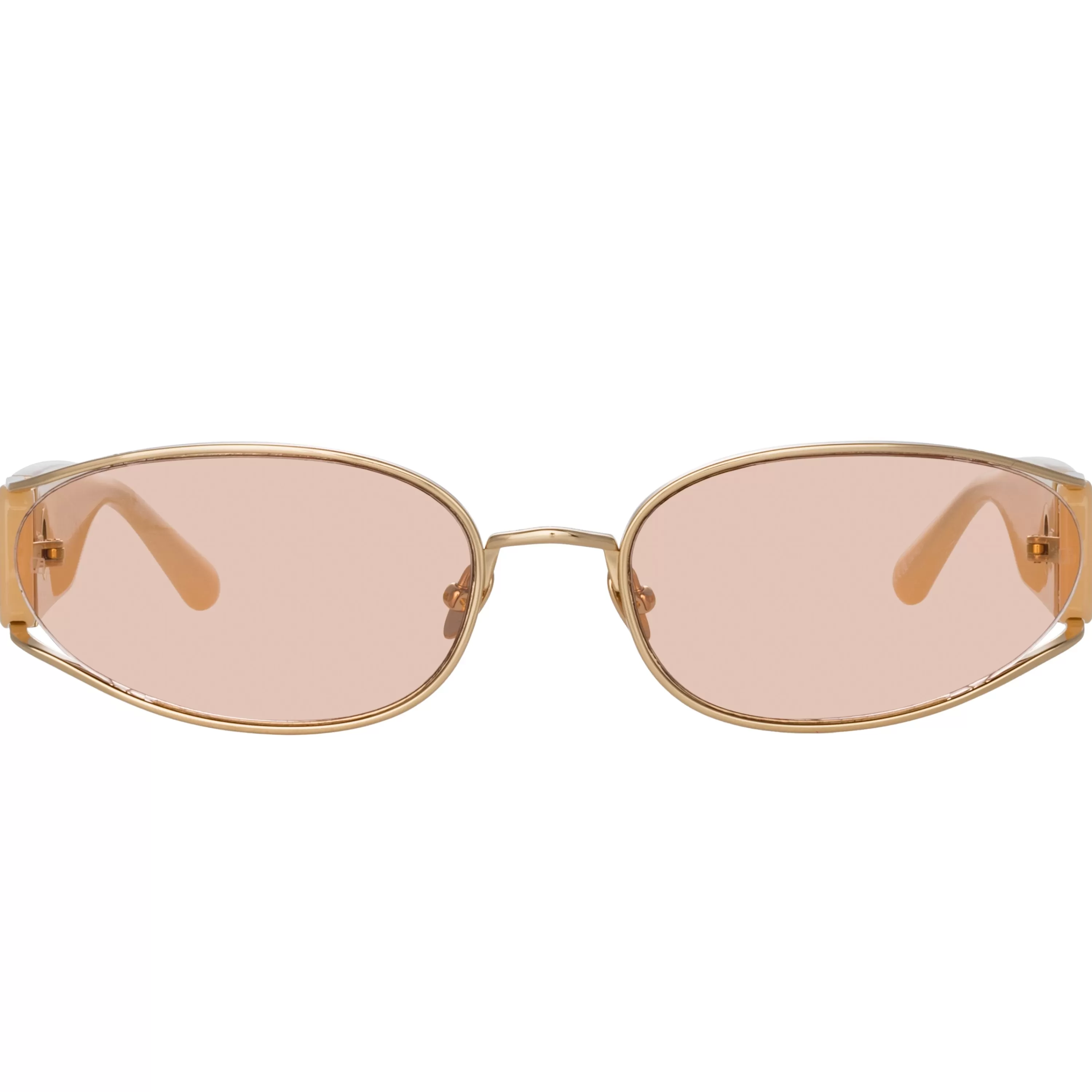 LINDA FARROW (U.K.) Shelby Cat Eye Sunglasses in Peach