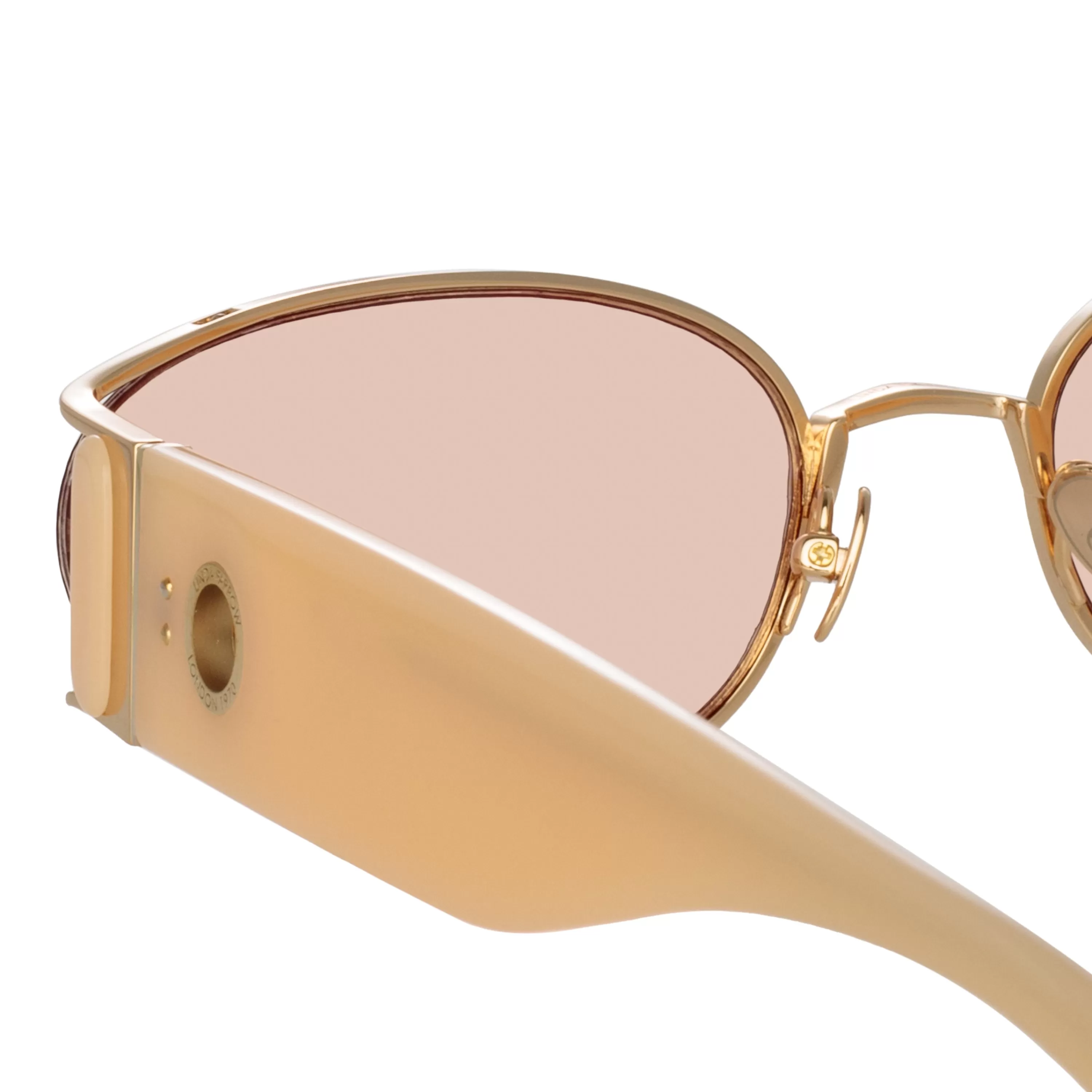 shelby_cat_eye_sunglasses_in_peach_3.webp LINDA FARROW (U.K.) Shelby Cat Eye Sunglasses in Peach