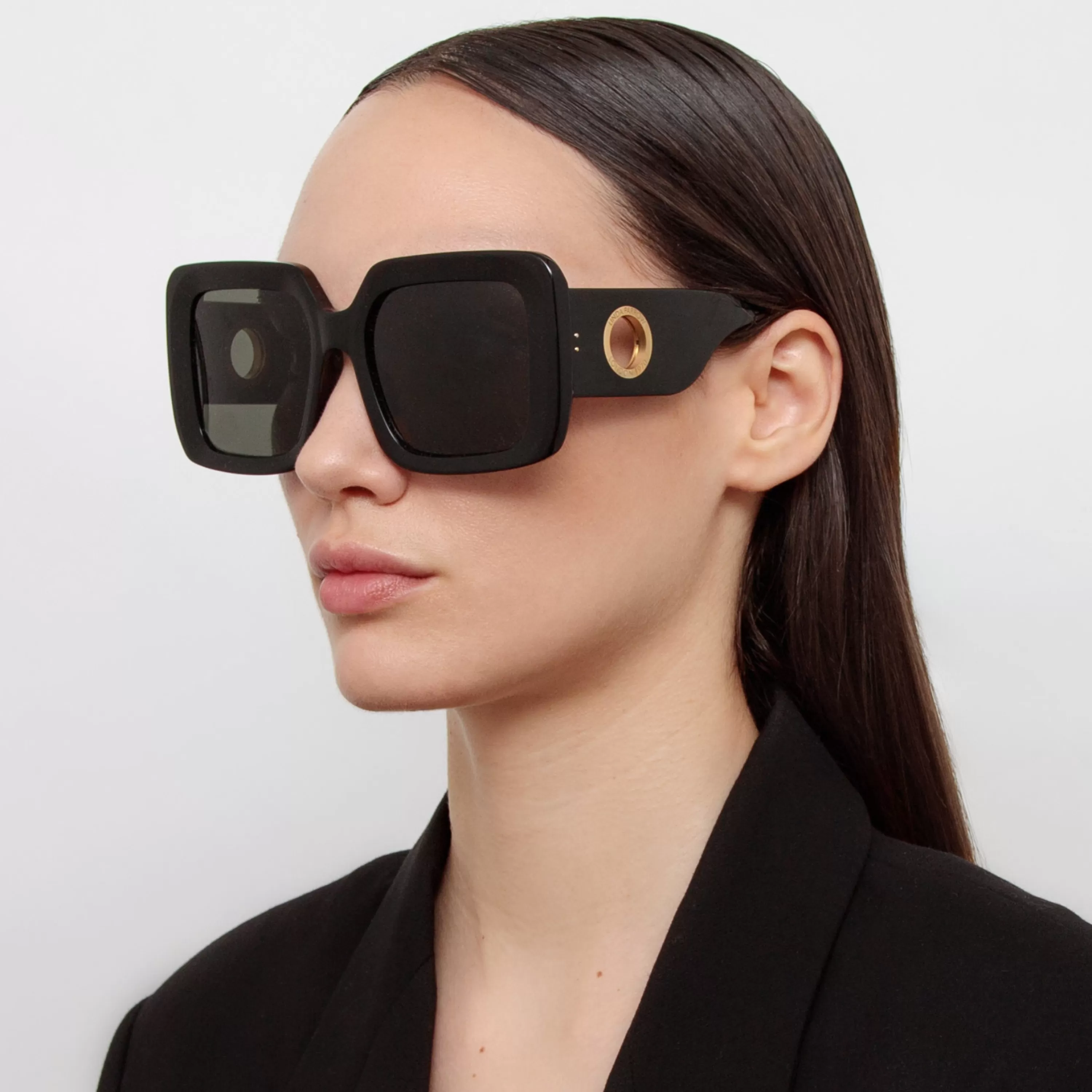 Women LINDA FARROW (U.K.) Shelly Oversize Sunglasses in Black