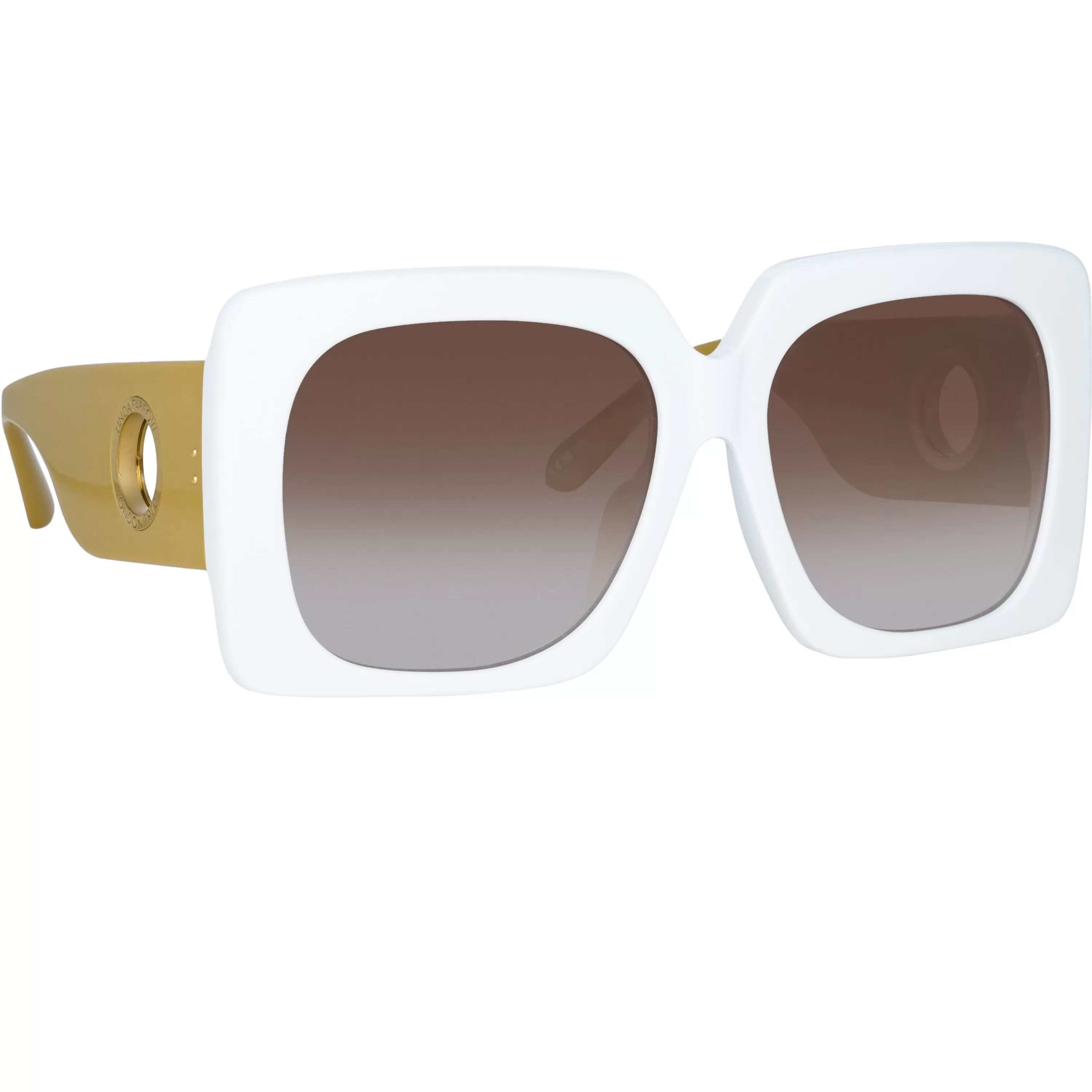 LINDA FARROW (U.K.) Sierra Oversized Sunglasses in White