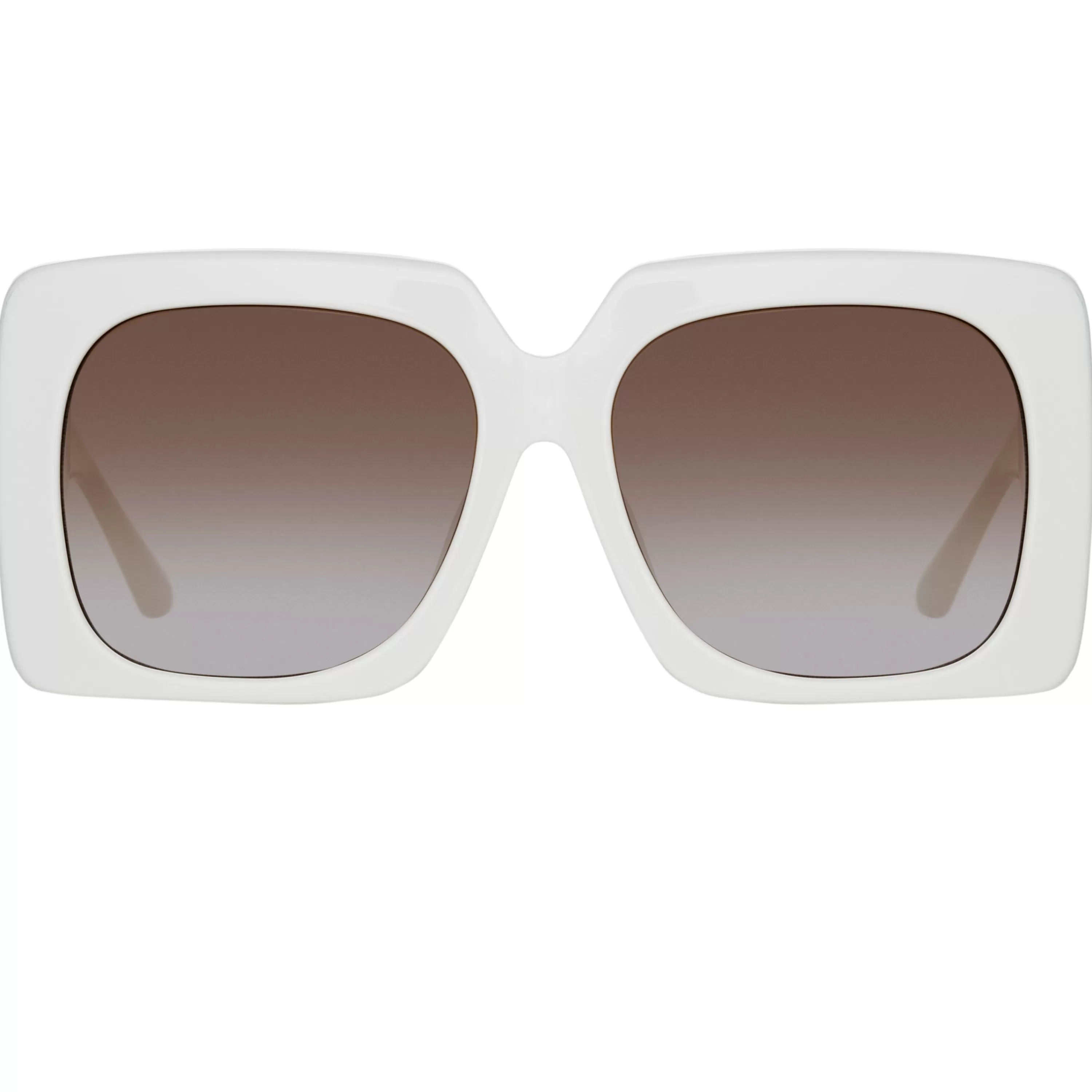 LINDA FARROW (U.K.) Sierra Oversized Sunglasses in White