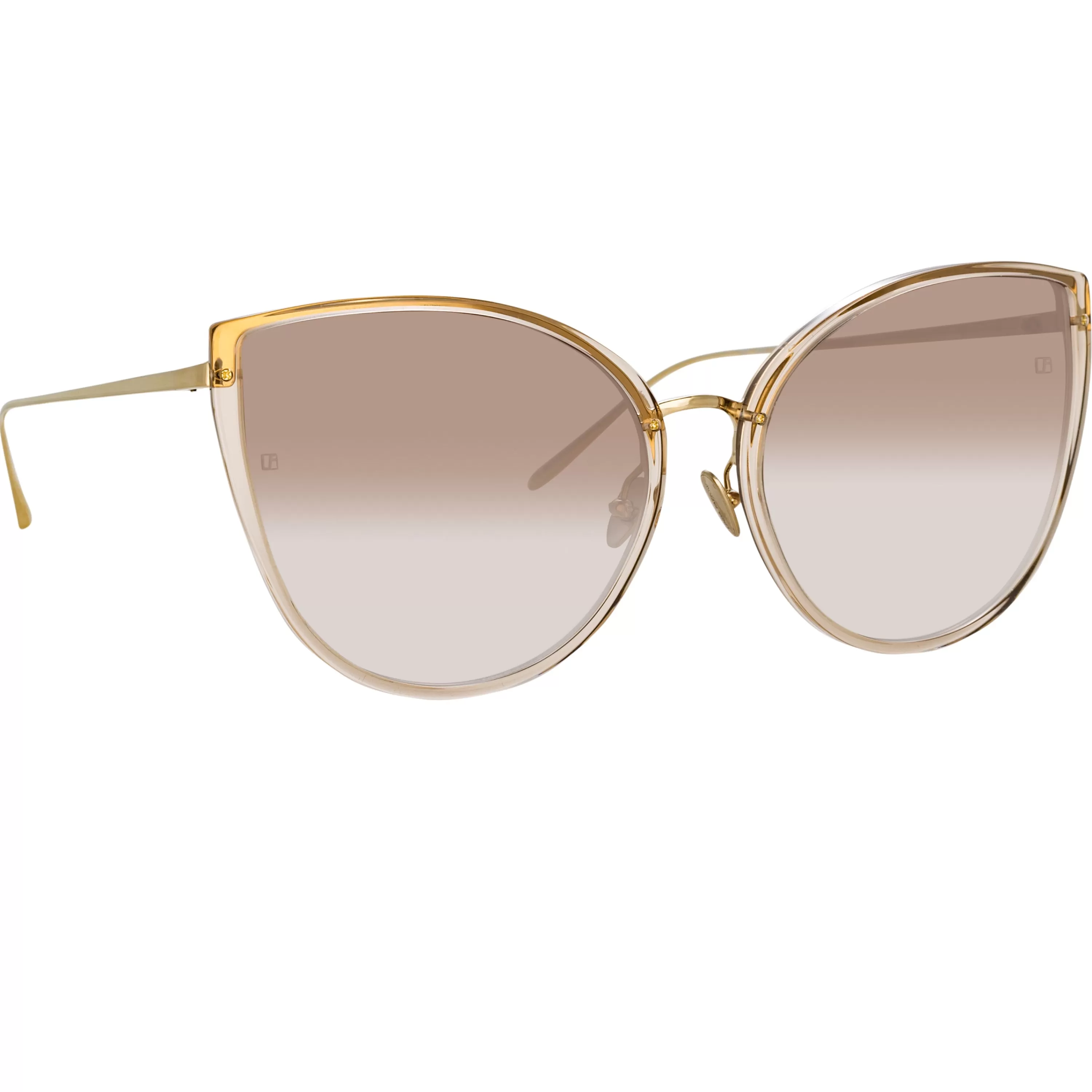 LINDA FARROW (U.K.) Silvie Cat Eye Sunglasses in Ash and Mocha