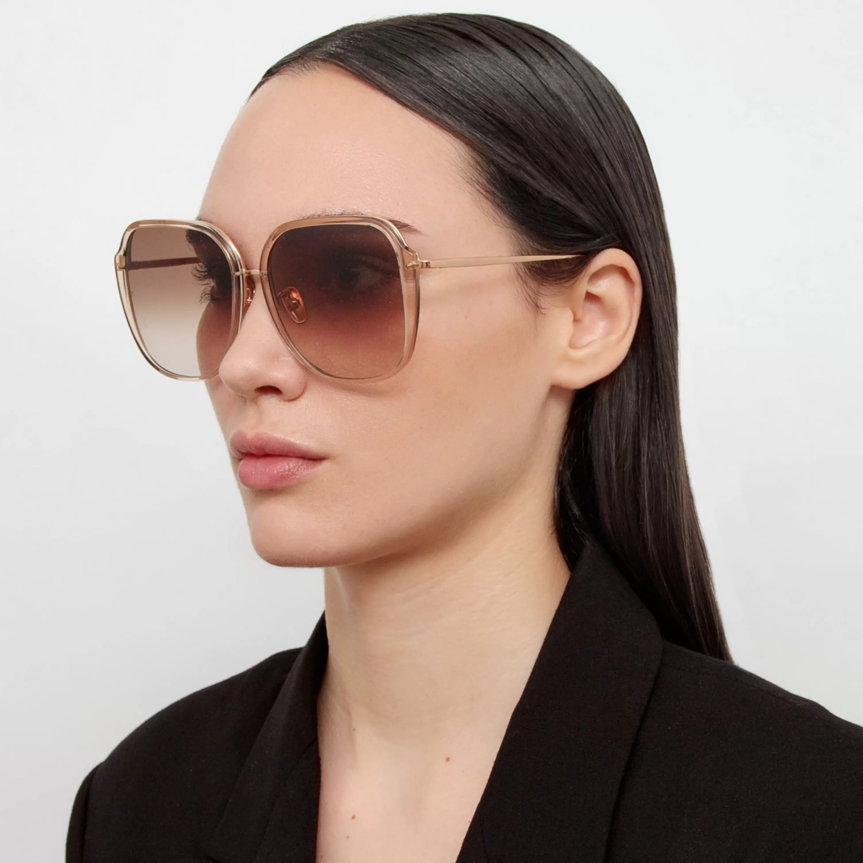 Women LINDA FARROW (U.K.) Sofia Oversize Sunglasses in Ash