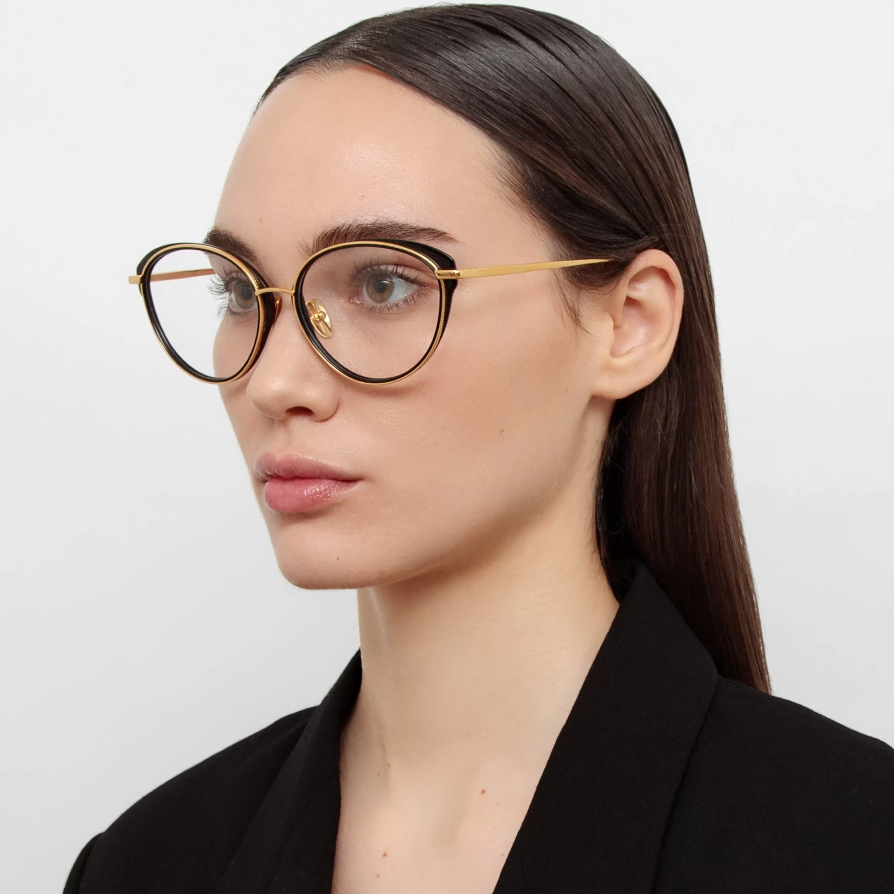 Women LINDA FARROW (U.K.) Song Cat Eye Optical Frame in Yellow Gold