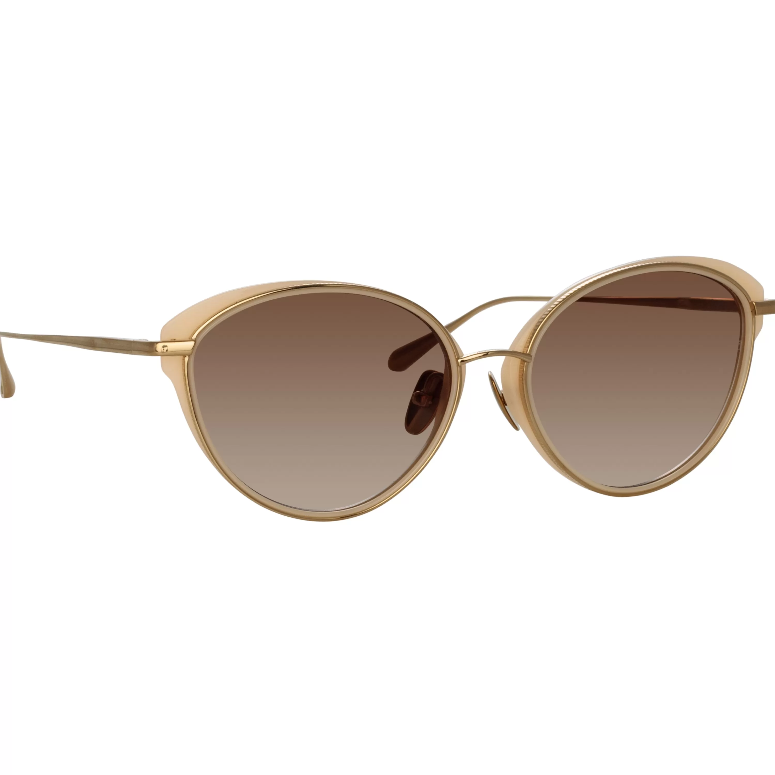 song_cat_eye_sunglasses_in_light_gold_and_peach_2.webp Women LINDA FARROW (U.K.) Song Cat Eye Sunglasses in Light Gold and Peach