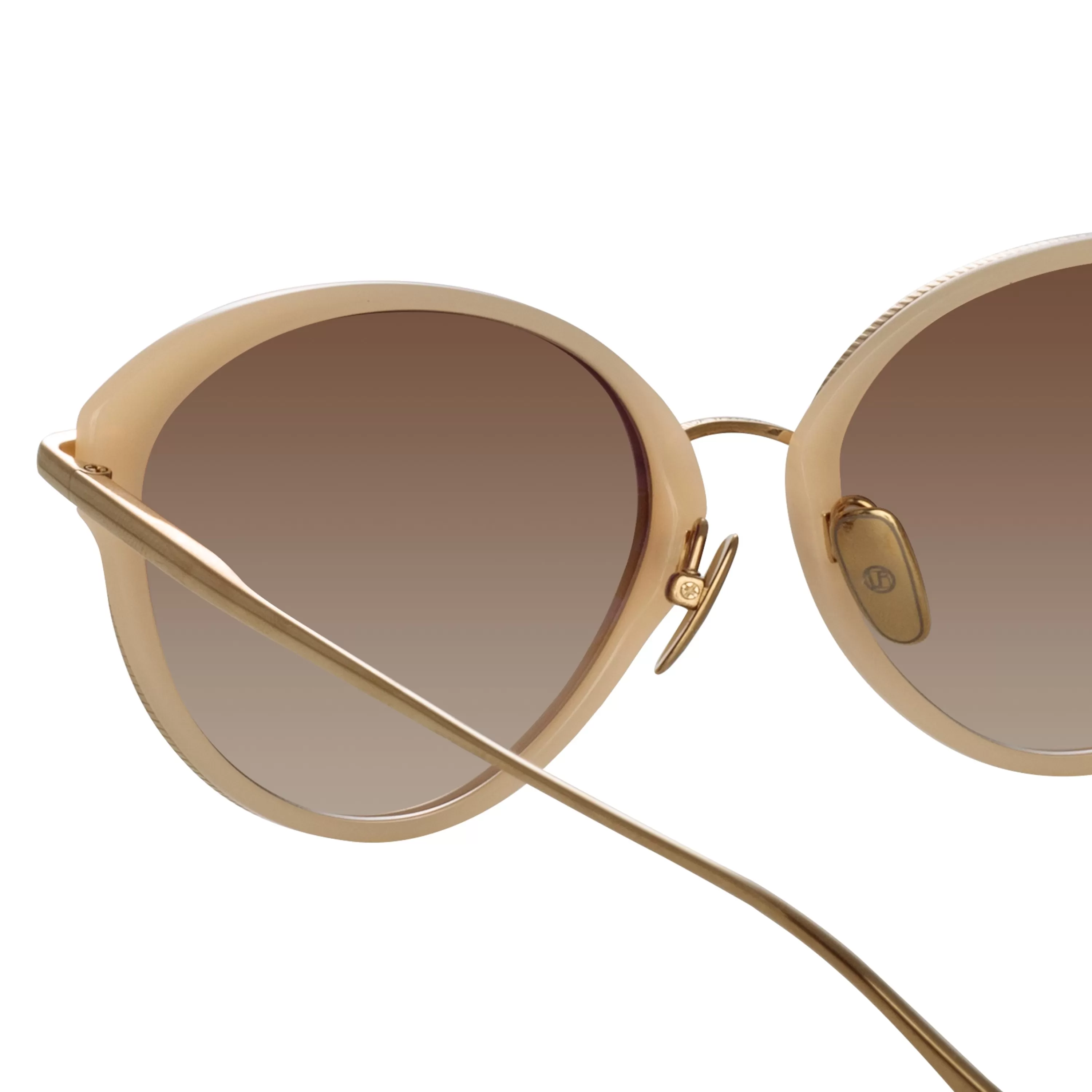 song_cat_eye_sunglasses_in_light_gold_and_peach_4.webp Women LINDA FARROW (U.K.) Song Cat Eye Sunglasses in Light Gold and Peach