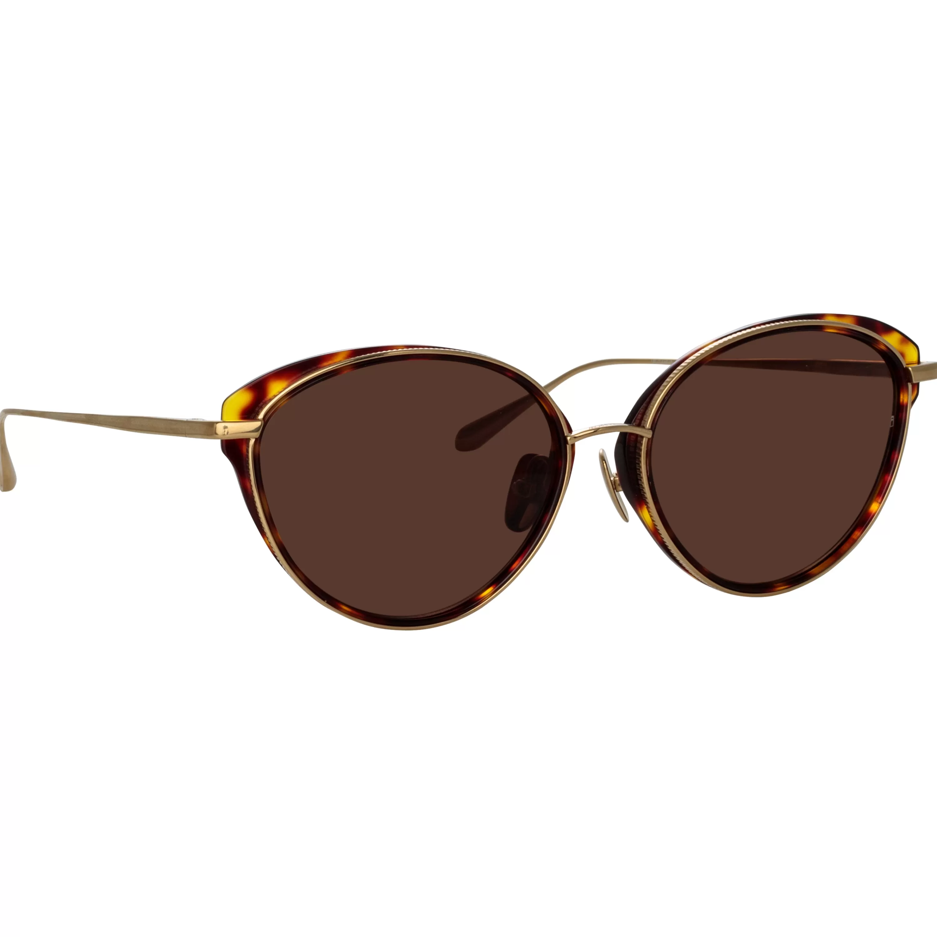 Women LINDA FARROW (U.K.) Song Cat Eye Sunglasses in Light Gold and Tortoiseshell