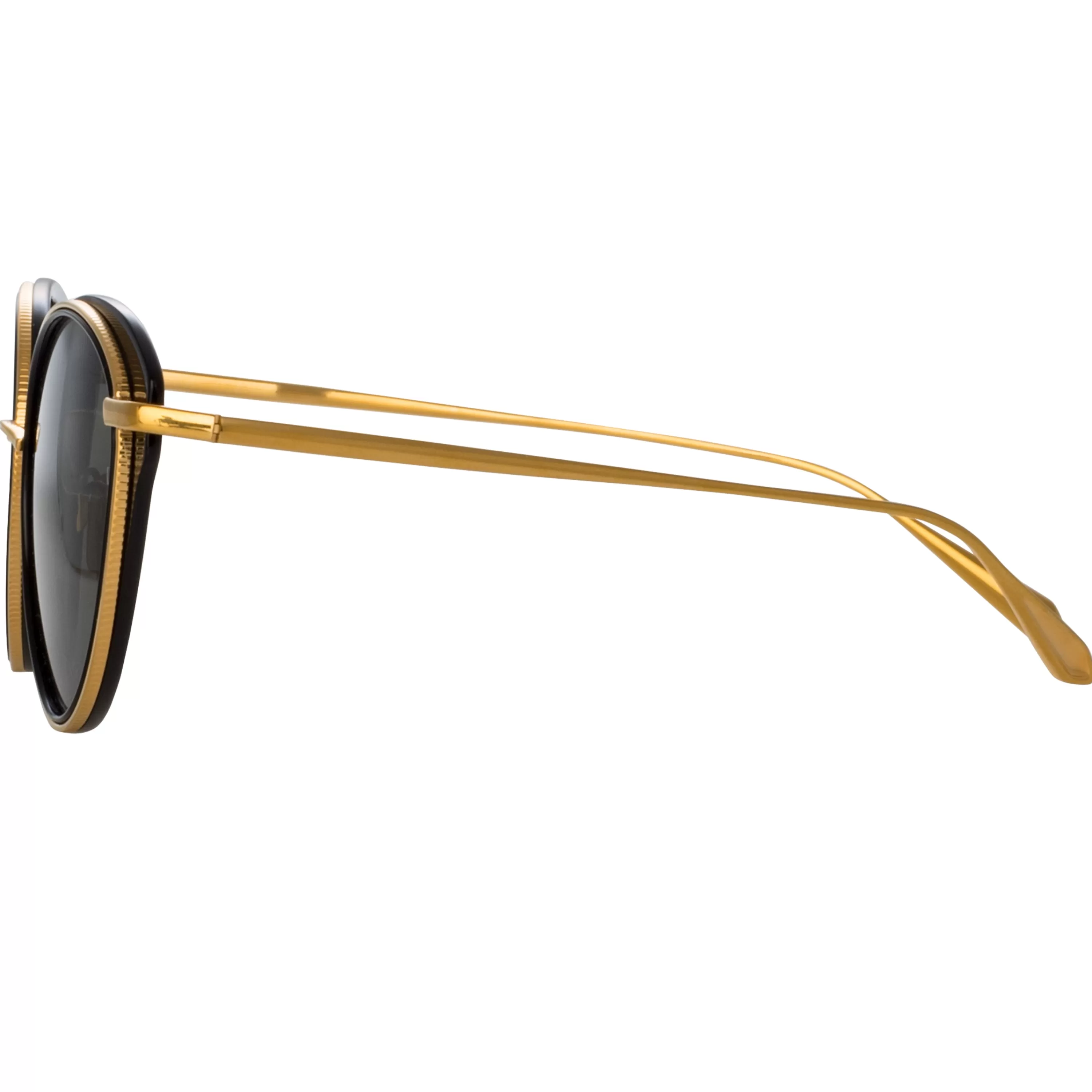 song_cat_eye_sunglasses_in_yellow_gold_and_black_3.webp Women LINDA FARROW (U.K.) Song Cat Eye Sunglasses in Yellow Gold and Black